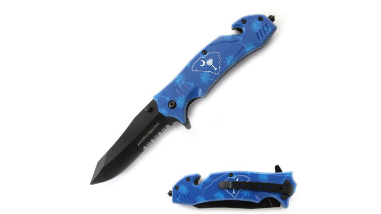 Tac-Force South Carolina Flag Serrated Rescue Spring Assisted Pocket Knife 8\ Tac-Force South Carolina Flag Serrated Rescue Spring Assisted Pocket Knife 8\