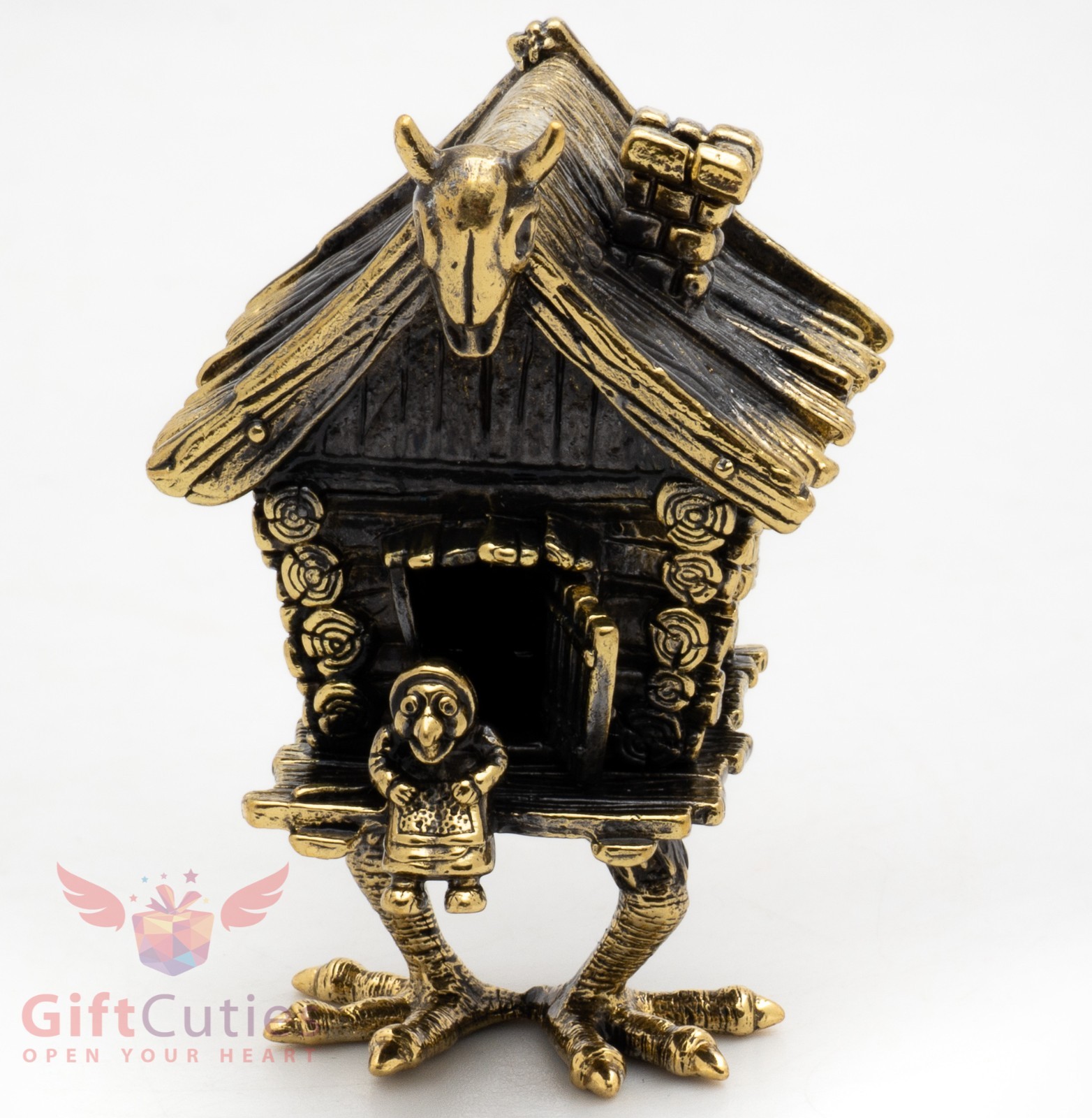 Solid Brass Figurine Magic Hut on Fowl\'s Legs Baba Yaga house IronWork Solid Brass Figurine Magic Hut on Fowl\'s Legs Baba Yaga house IronWork