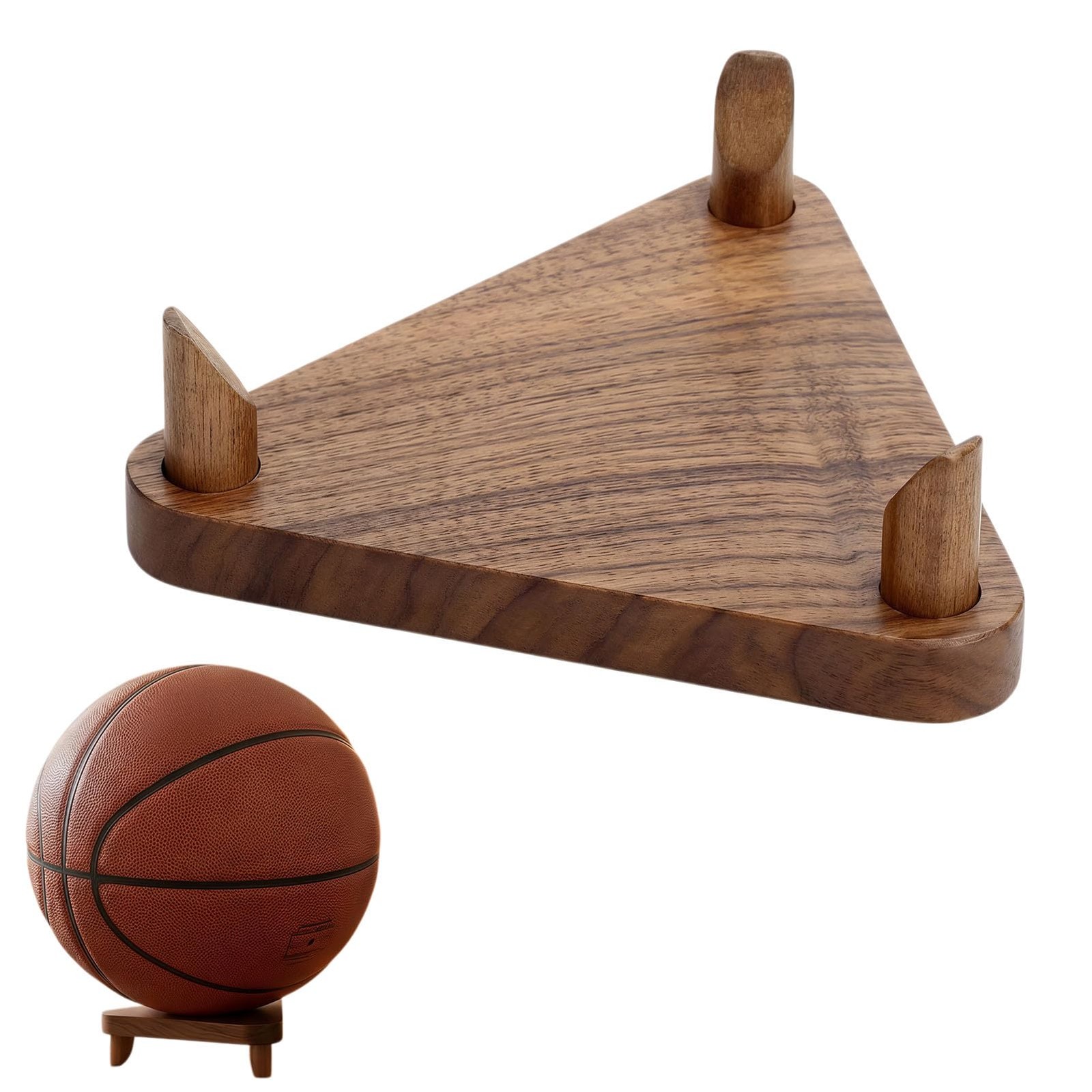 Solid Walnut Ball Display Stand, Basketball Football Soccer Holder Rack, Autogra Solid Walnut Ball Display Stand, Basketball Football Soccer Holder Rack, Autogra