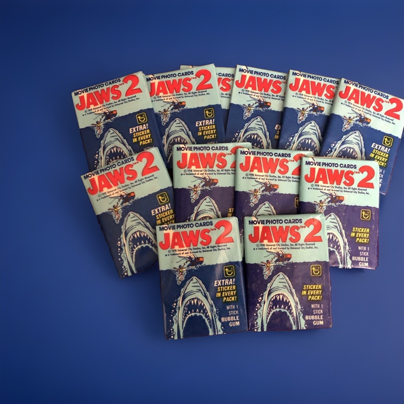1978 Topps Jaws 2 Unopened Wax Packs Lot Of 12 Cool Vintage Packs 1978 Topps Jaws 2 Unopened Wax Packs Lot Of 12 Cool Vintage Packs