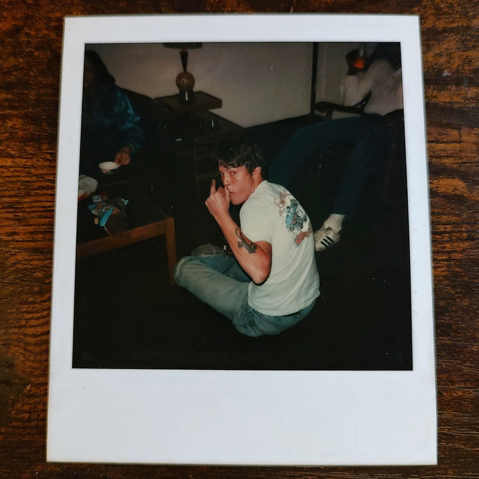 Handsome Young Man Middle Finger Polaroid / Vintage Snapshot Found Photo