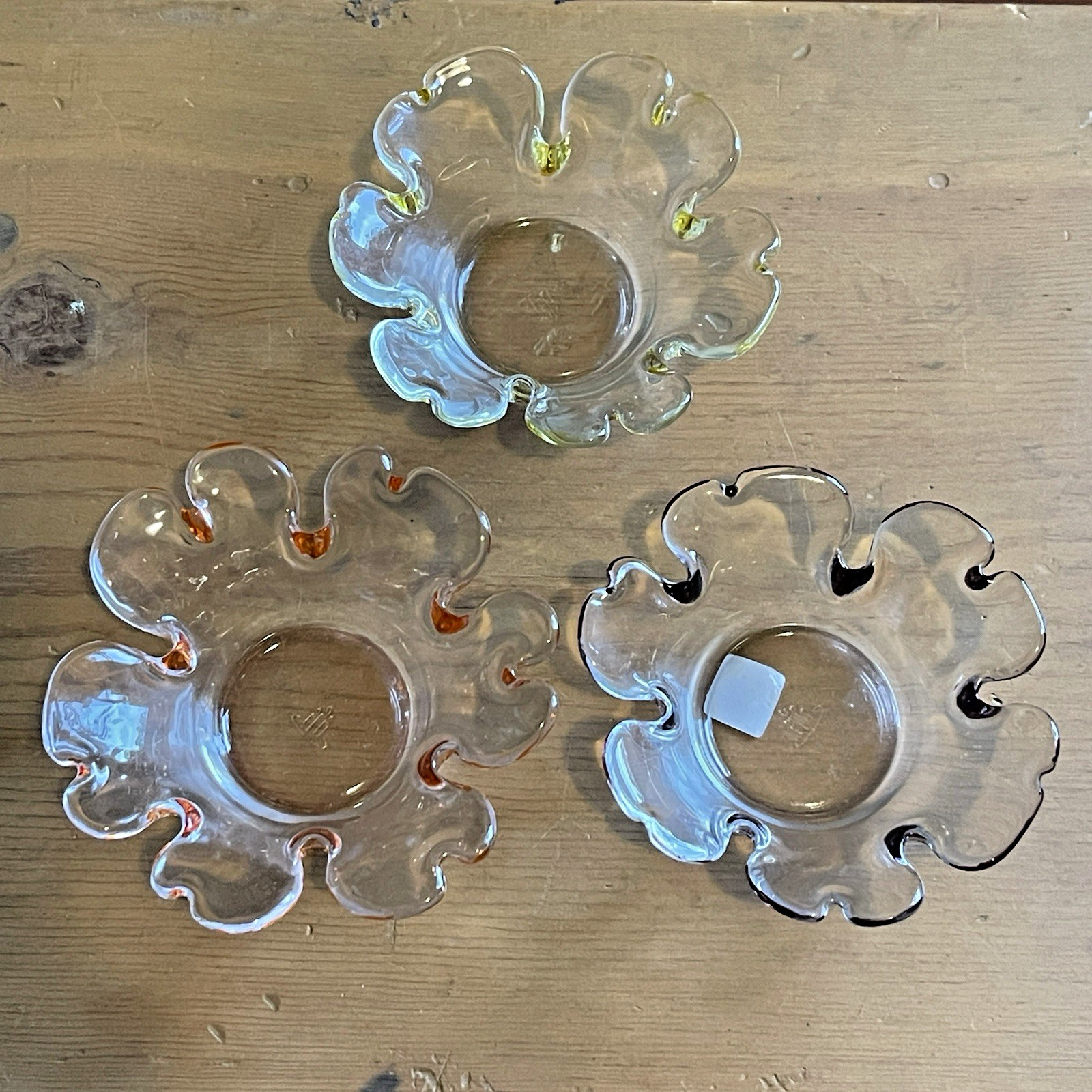 Vintage PartyLite Garden Whimsy Tealight Trio - 3 Pc Glass Flower Candle Holder