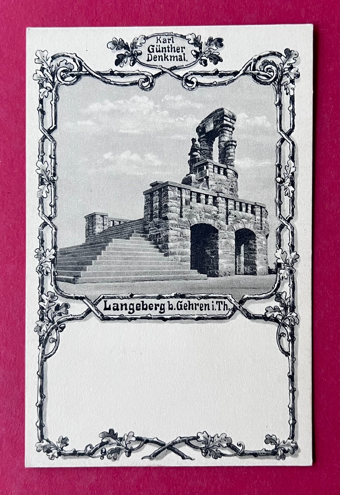 Postcard Langeberg near Gehren in Thuringia around 1917 Kai Günther monument (182737