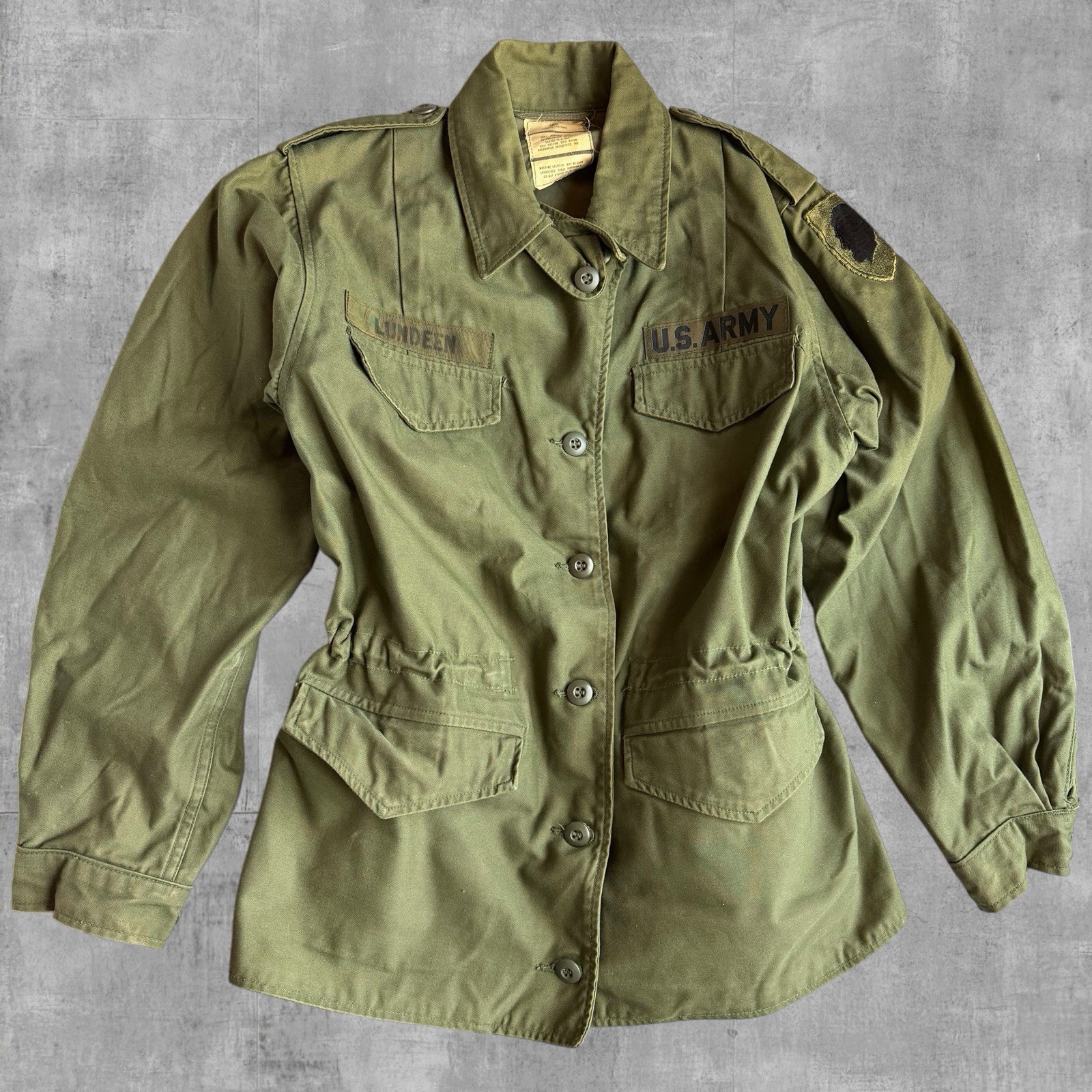 Vintage 1976 OG-107 Field Jacket Olive Green US Army Womens 16R REDCOM Patch