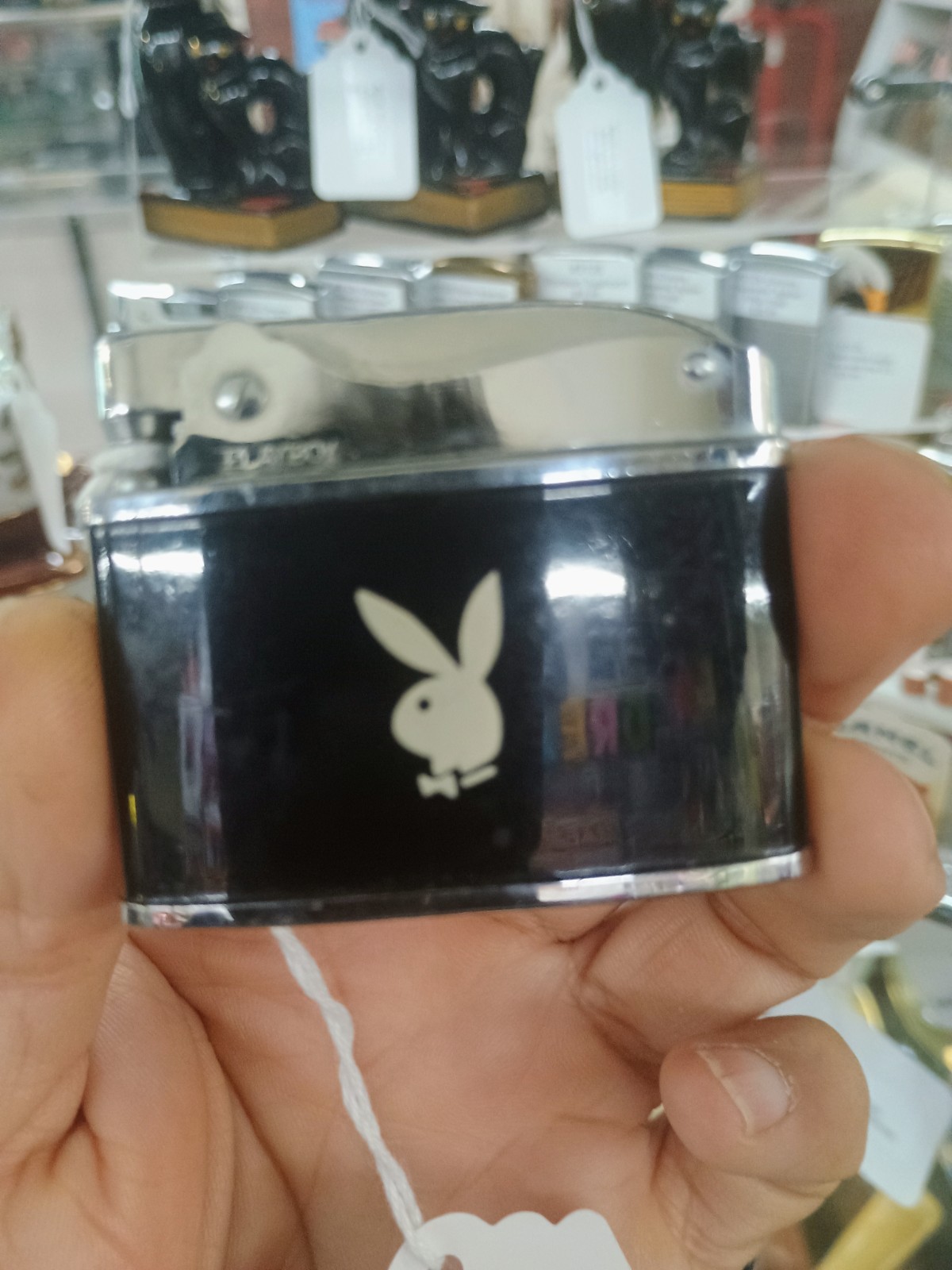 Vintage 1960s Playboy Bunny Logo Cigarette Lighter Black New Wick & Cotton Works