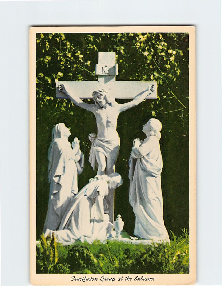 Postcard Crucifixion Group at the Entrance Sanctuary of Our Sorrowful Mother OR