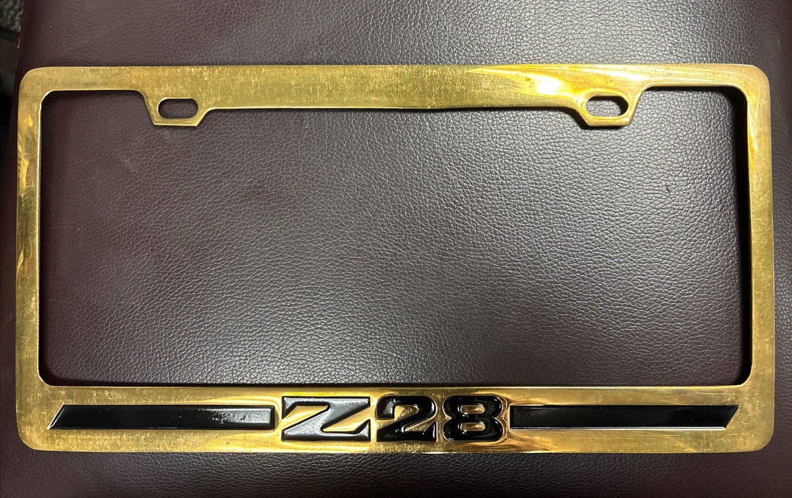 Rare Vintage Chevrolet Camaro Z28 License Plate Frame - SOLID BRASS Rare Vintage Chevrolet Camaro Z28 License Plate Frame - SOLID BRASS