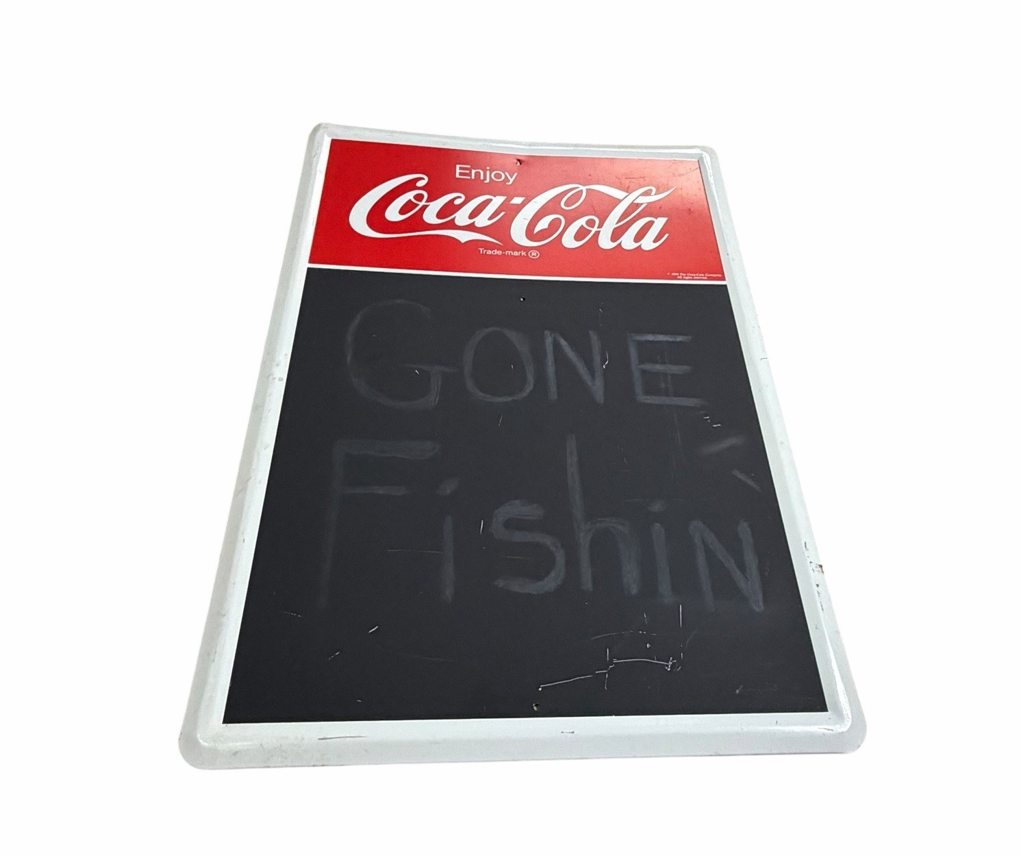 Vintage 90s Advertising Red & White Coca Cola 1991 Menu Metal Board Chalkboard