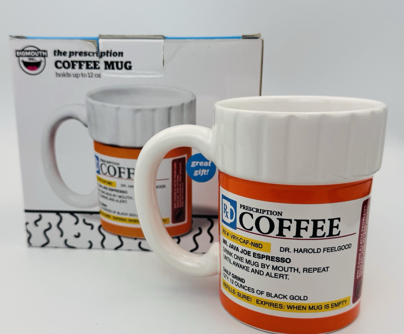 BigMouth Inc Prescription Coffee Mug 12 Oz Novelty Gift New in Box BigMouth Inc Prescription Coffee Mug 12 Oz Novelty Gift New in Box