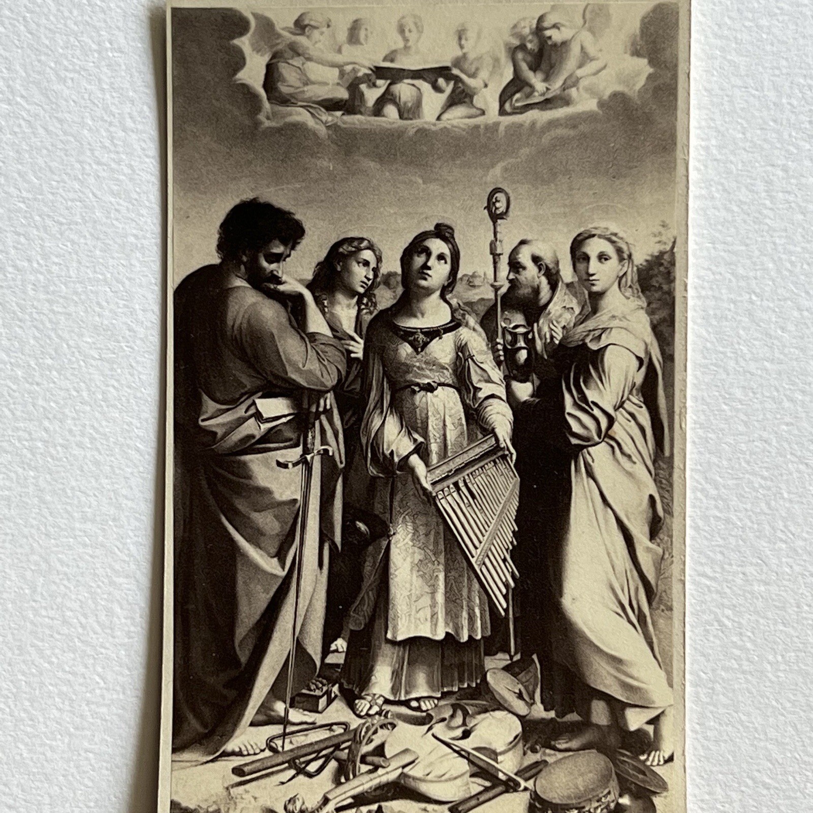 Antique CDV Filler Photograph Raphael Saint Cecilia Beautiful Masterpiece