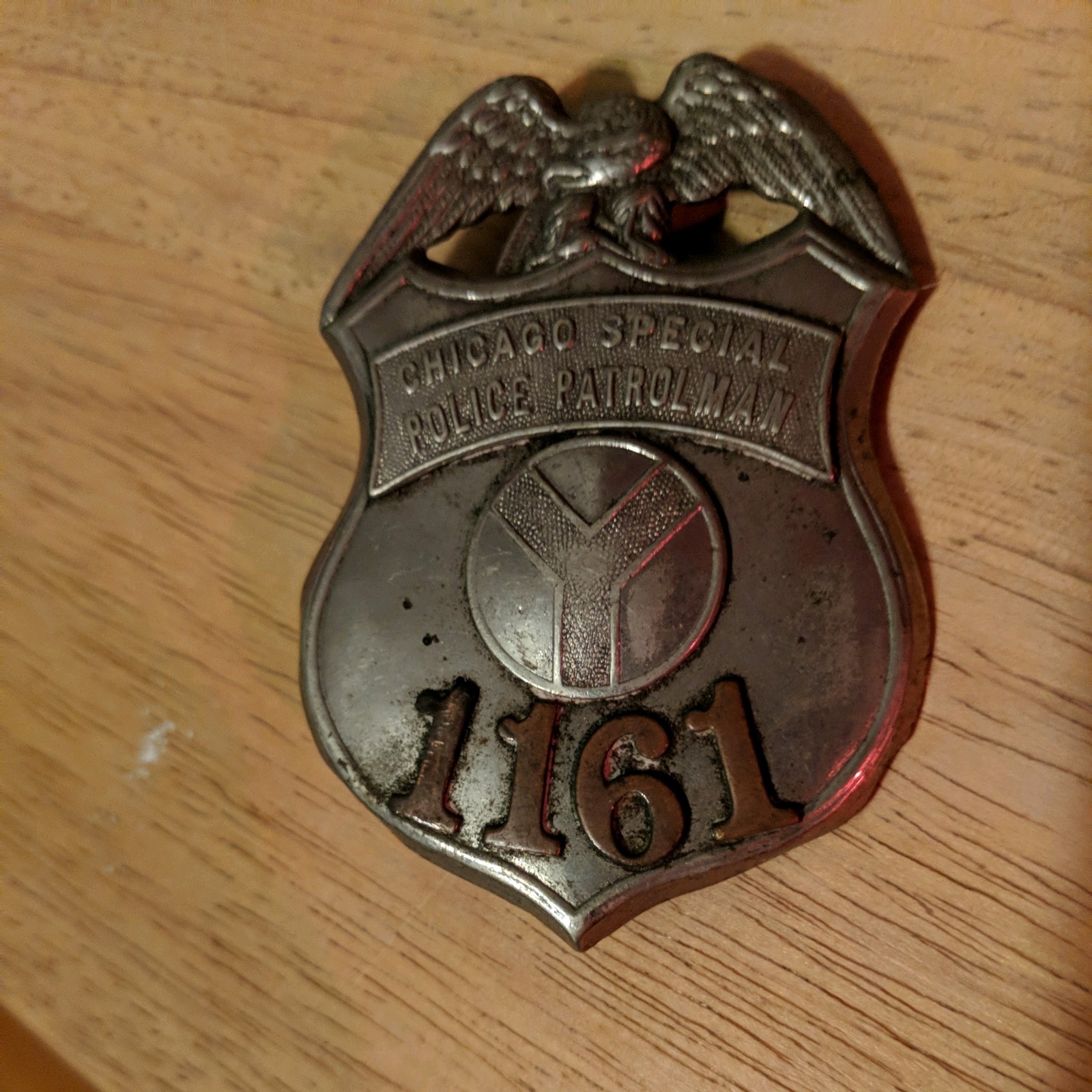 Obsolete C.H. Hanson Chicago Special Police Patrolman Shield As is Badge #1161