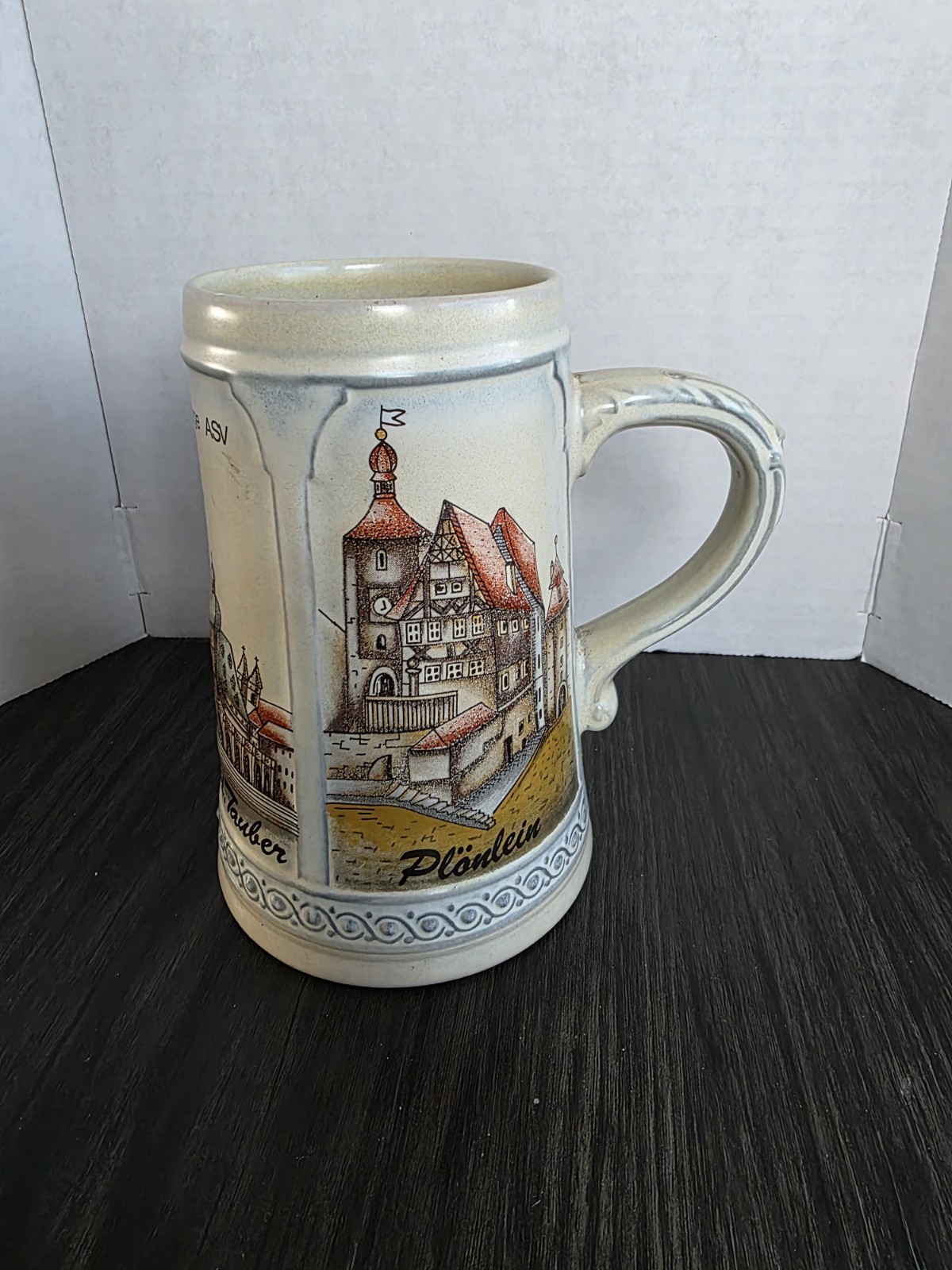 Vintage German Beer Stein with Rothenburg ob der Tauber Design