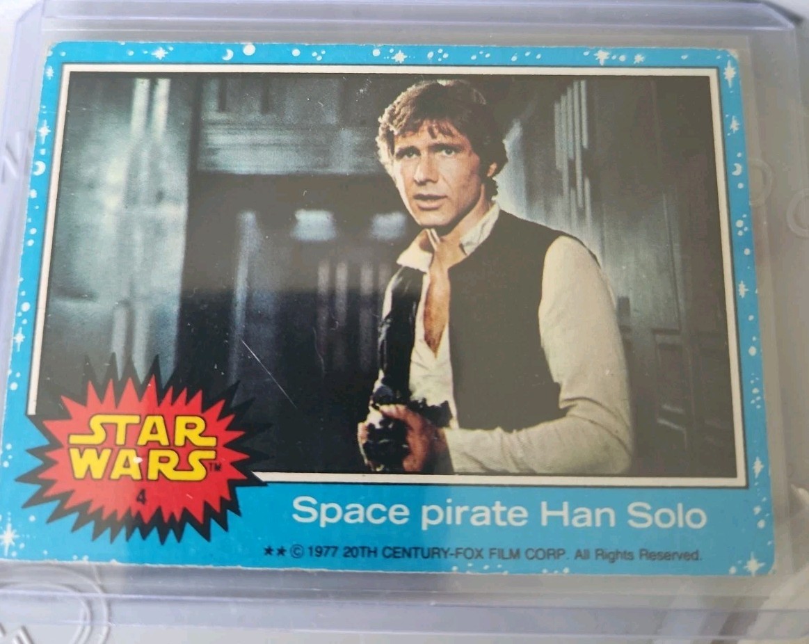 1977 Topps Star Wars Trading Card Blue Series Hans Solo Space Pirate #4 UNGRADED 1977 Topps Star Wars Trading Card Blue Series Hans Solo Space Pirate #4 UNGRADED