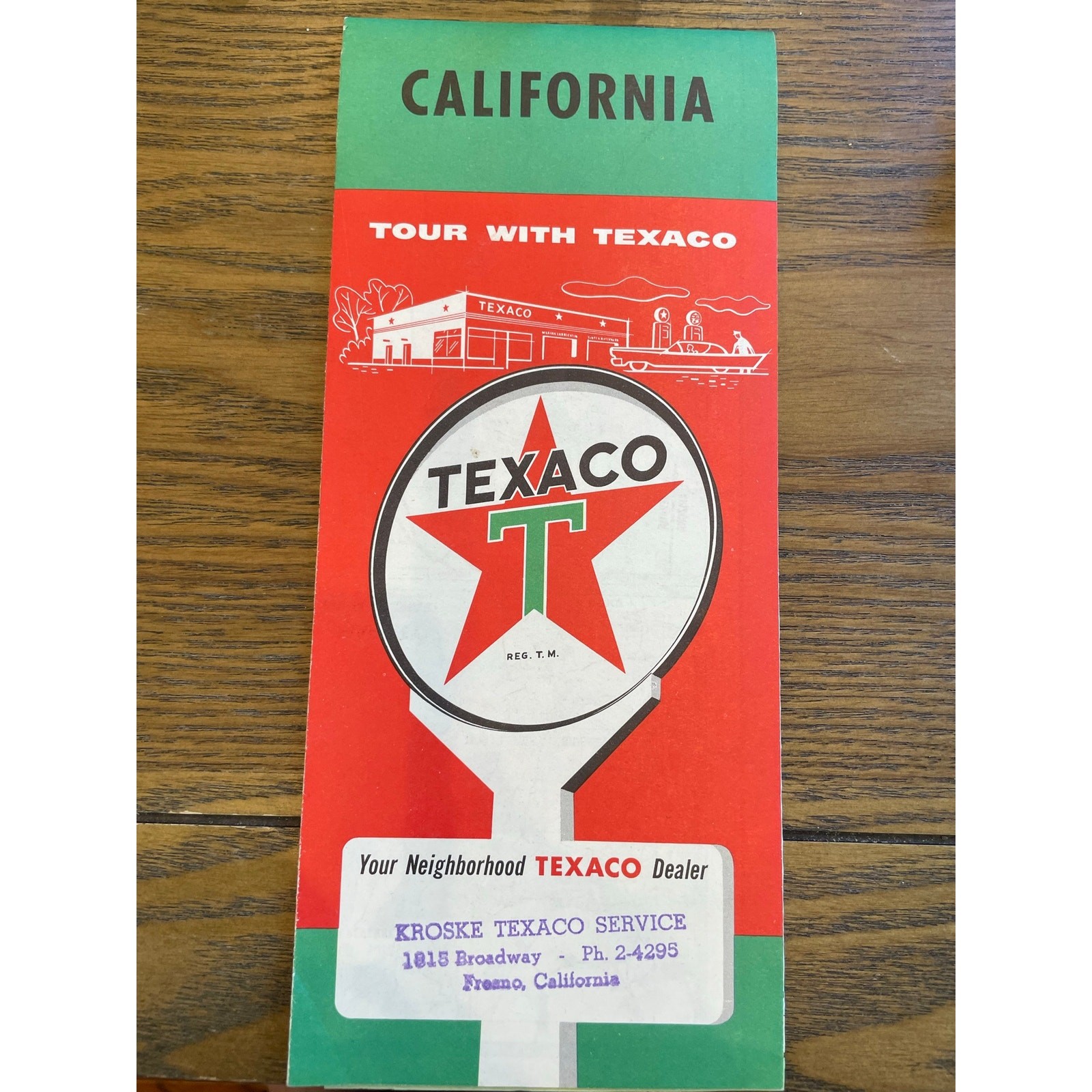 1957 Texaco California Road Map Kroske Service Fresno Vintage Advertising