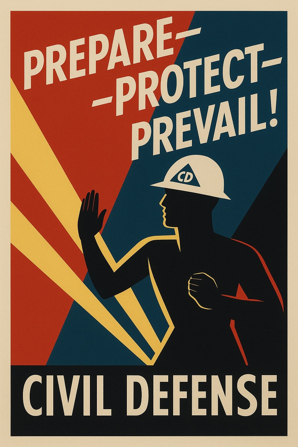 1950s Civil Defense Poster - Prepare, Protect, Prevail - 24x36 RARE Reprint 1950s Civil Defense Poster - Prepare, Protect, Prevail - 24x36 RARE Reprint