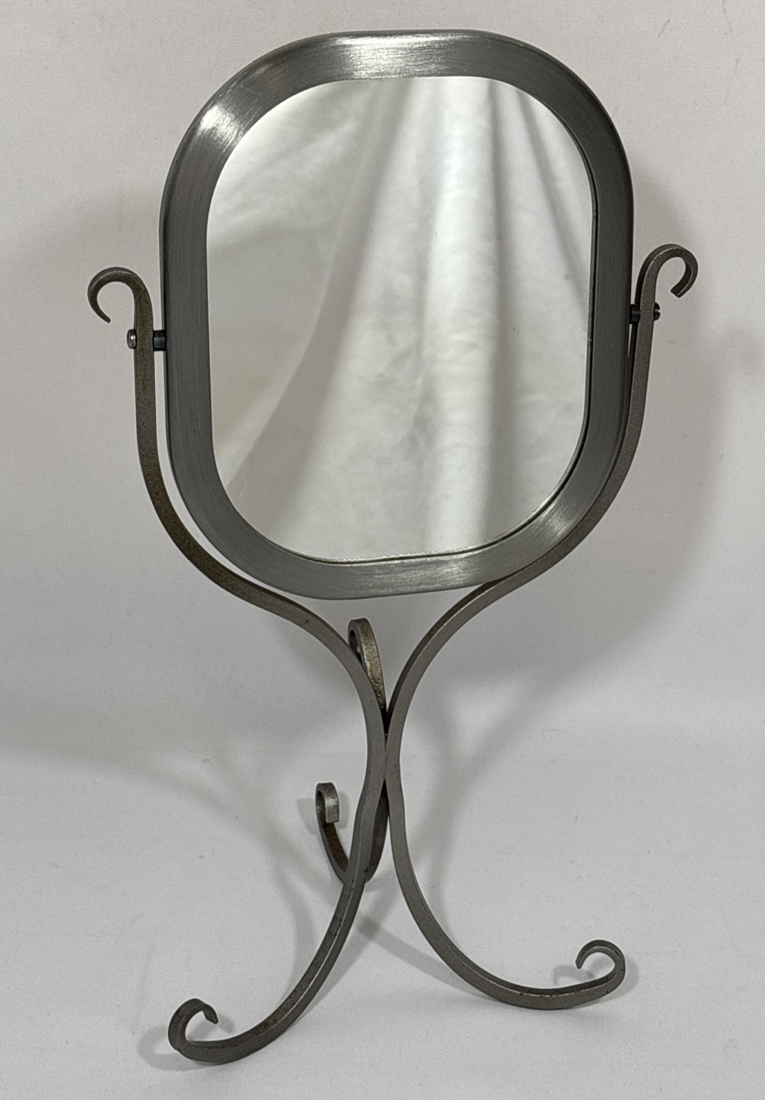 Vintage 1960s Scandinavian Swedish Wrought Iron Steel Table Vanity Tilt Mirror Vintage 1960s Scandinavian Swedish Wrought Iron Steel Table Vanity Tilt Mirror
