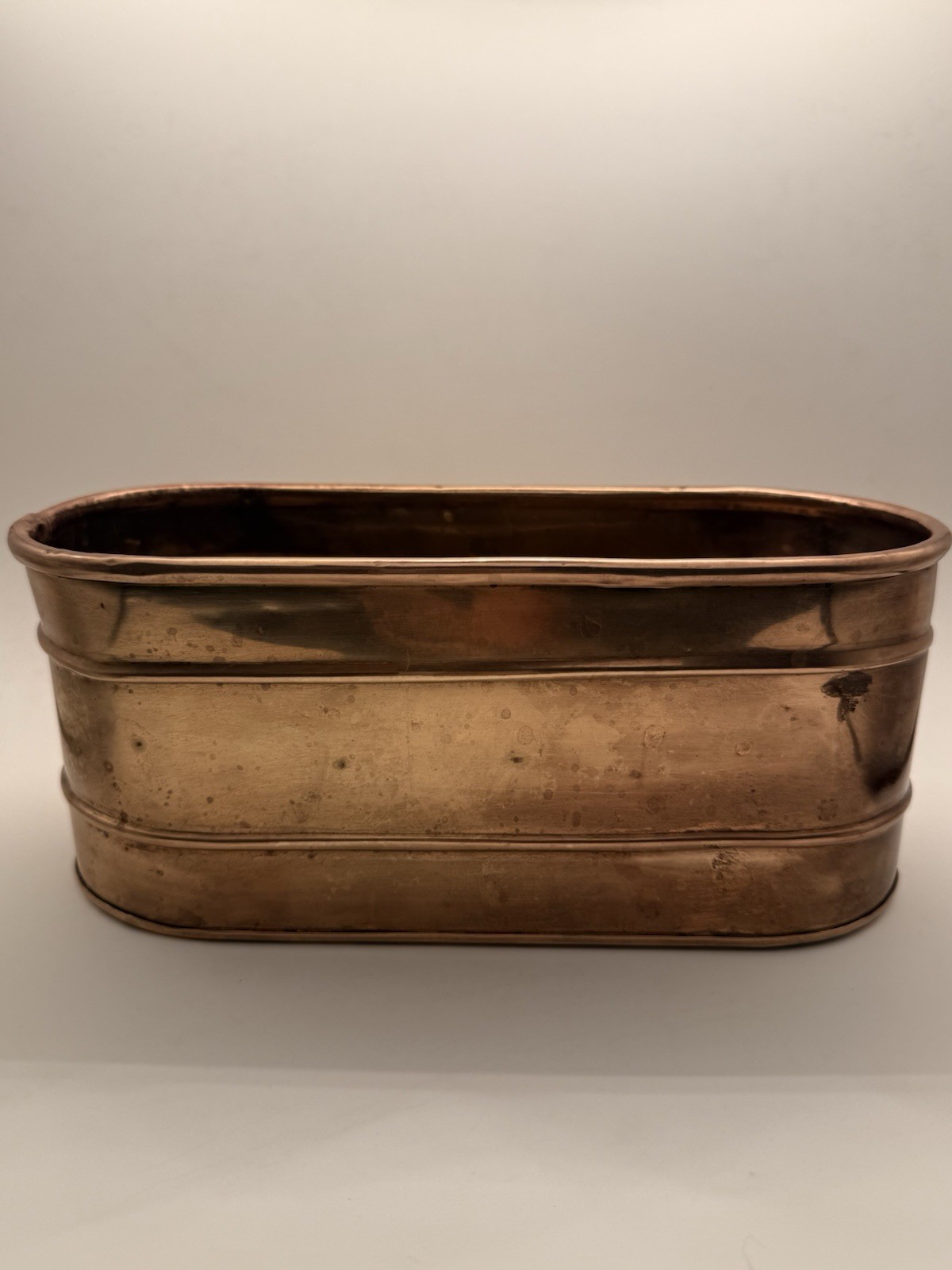 Vintage Oval Copper Planter Trough - Made In India - Rustic Patina Look