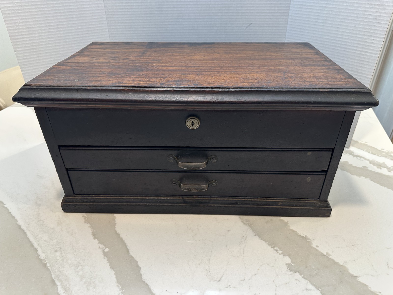 Vintage THE L.S. STARRETT CO.   - 3 Drawer Machinist Tool Chest with key