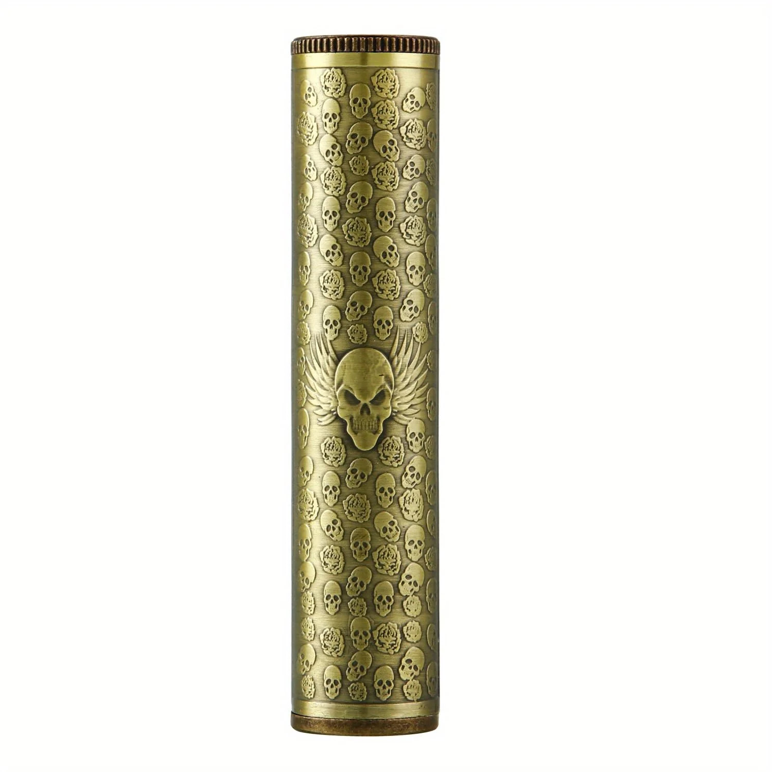 Retro Metal Cigarette Case Skull Embossed Cigar Case Portable Airtight Tube Wate