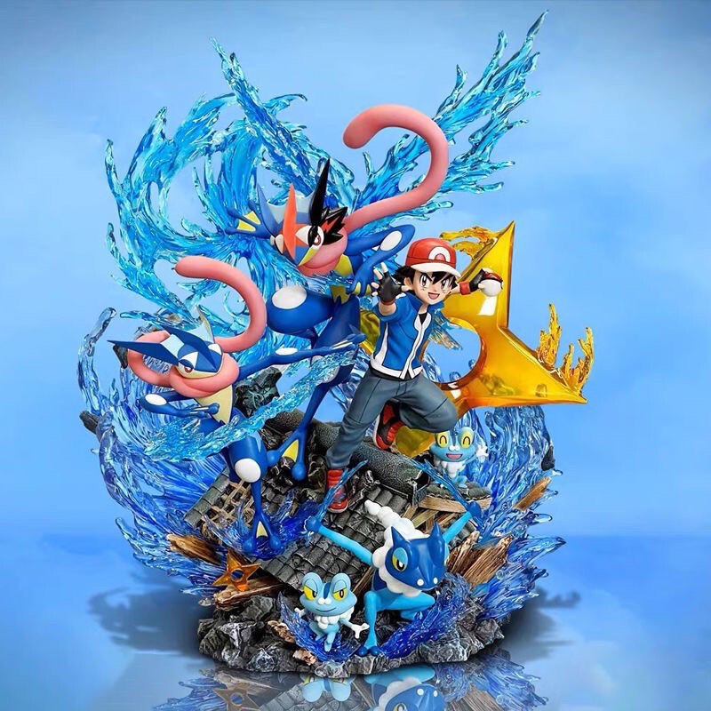 Cartoon Greninja Figure Statue Model Toys with LED Light Base Ornament Pendant Cartoon Greninja Figure Statue Model Toys with LED Light Base Ornament Pendant