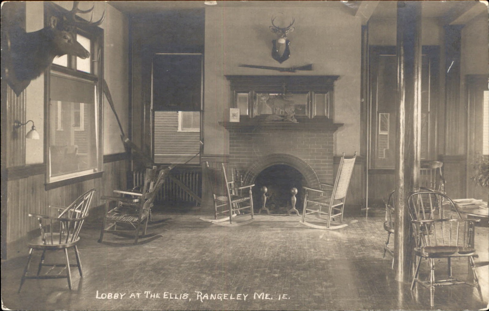 Rangeley Maine ME Hotel Lobby The Ellis c1910 Real Photo Vintage Postcard