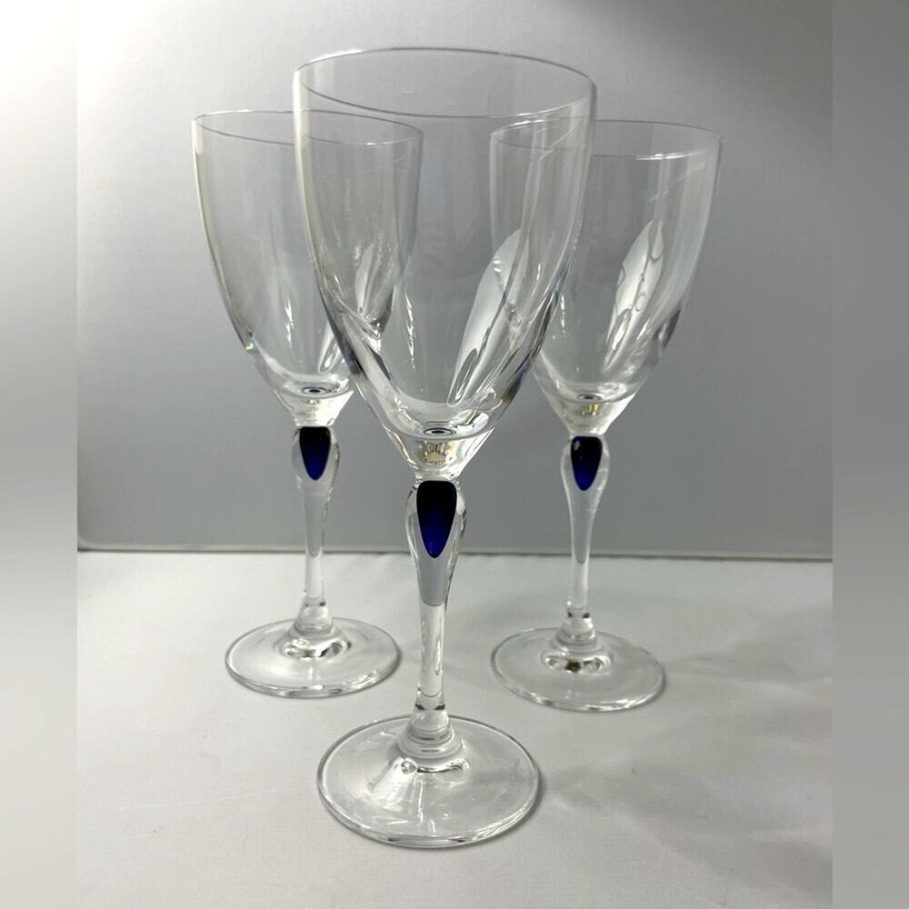 3 Cristal D\'Arques Durand Venise Saphir Wine Drinking Glasses EUC 3 Cristal D\'Arques Durand Venise Saphir Wine Drinking Glasses EUC