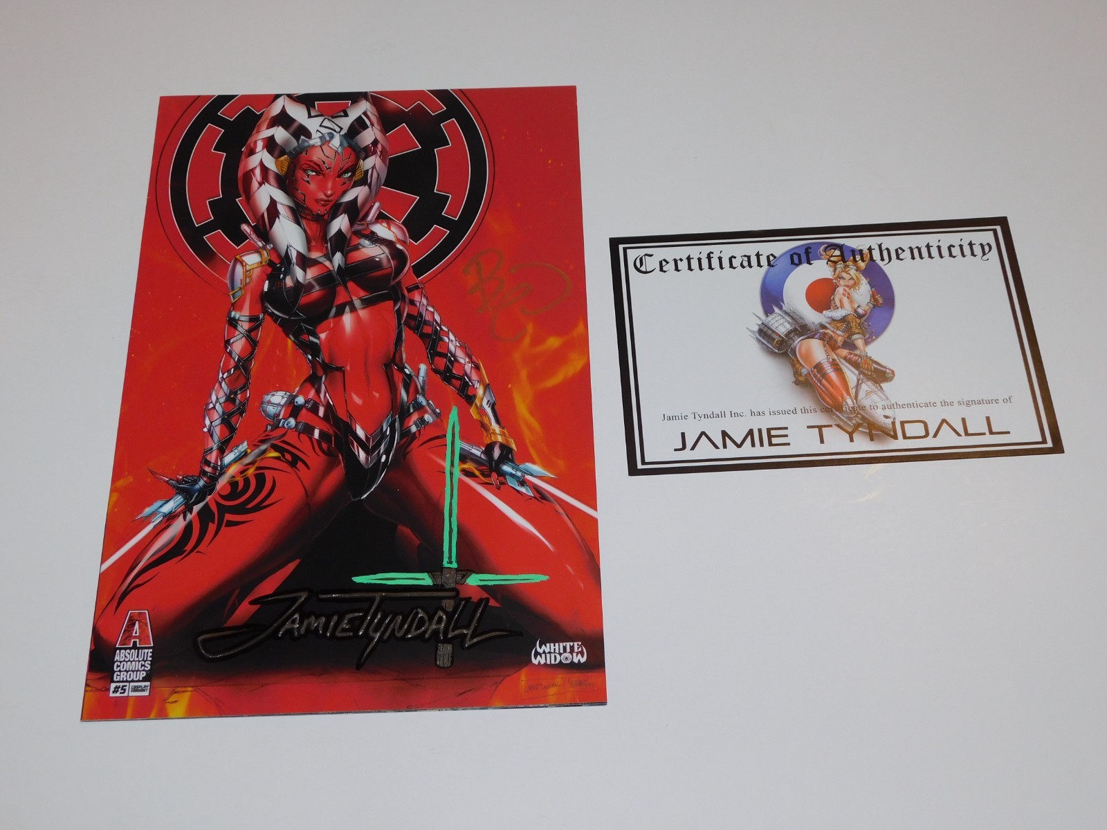 WHITE WIDOW #5 - STAR WARS JAMIE TYNDALL & BENNY POWELL SIGNED + REMARK COA NM