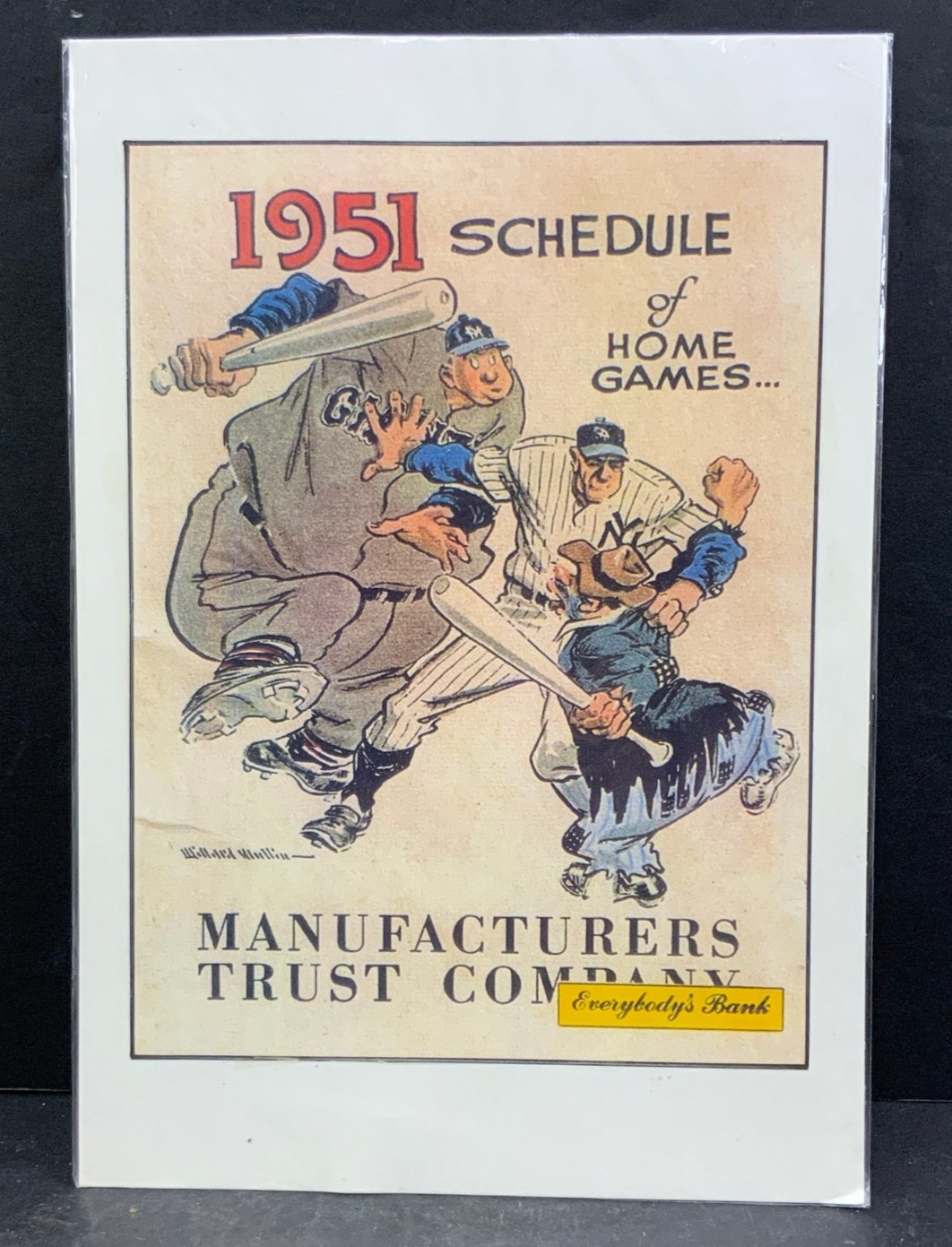 Vintage 1951 Manufacturers Trust Company Print-Yankees & Giants