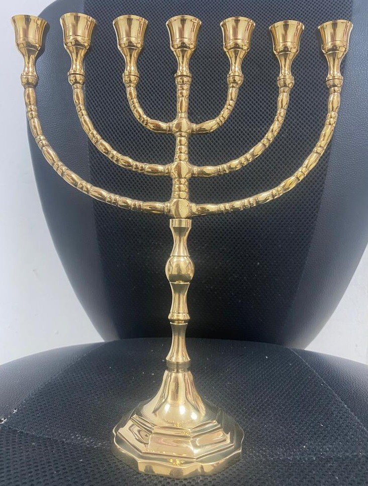 Brass Menorah 7 Israel Authentic 12\