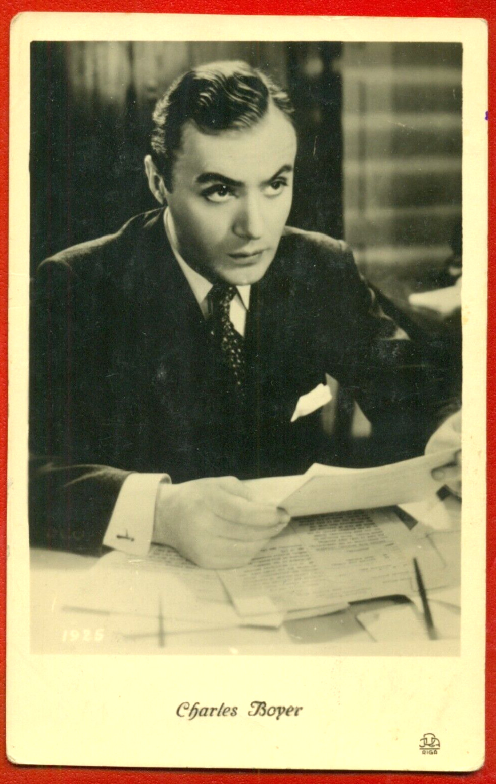 CHARLES BOYER # 1925 VINTAGE PHOTO PC. PUBLISHER LATVIA 1207