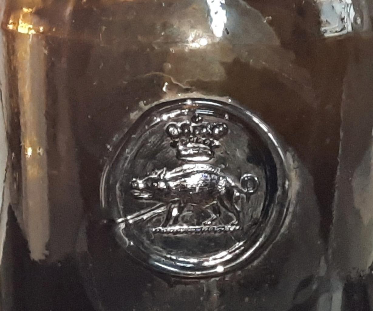 Rare Georgian Sealed 'Black Glass' Wine Bottle from the Edgcumbe Estate Vault