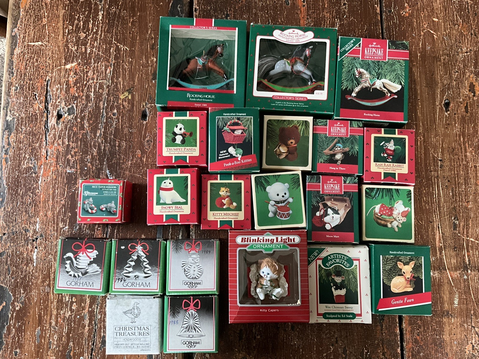 Vintage Hallmark & Gorham Christmas Ornament Lot 22 Boxed Rocking Horses Vintage Hallmark & Gorham Christmas Ornament Lot 22 Boxed Rocking Horses