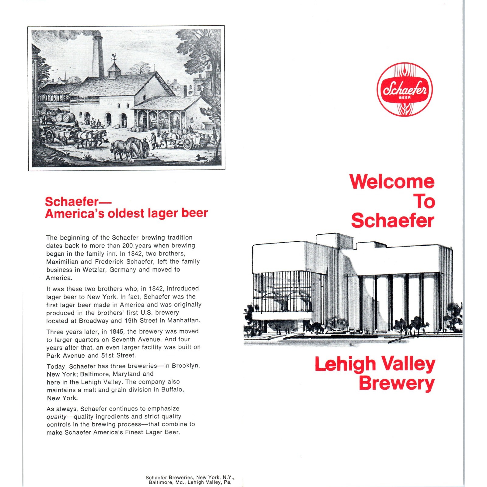 1970s Welcome to Schaefer Lehigh Valley Brewery PA Brochure H5-4
