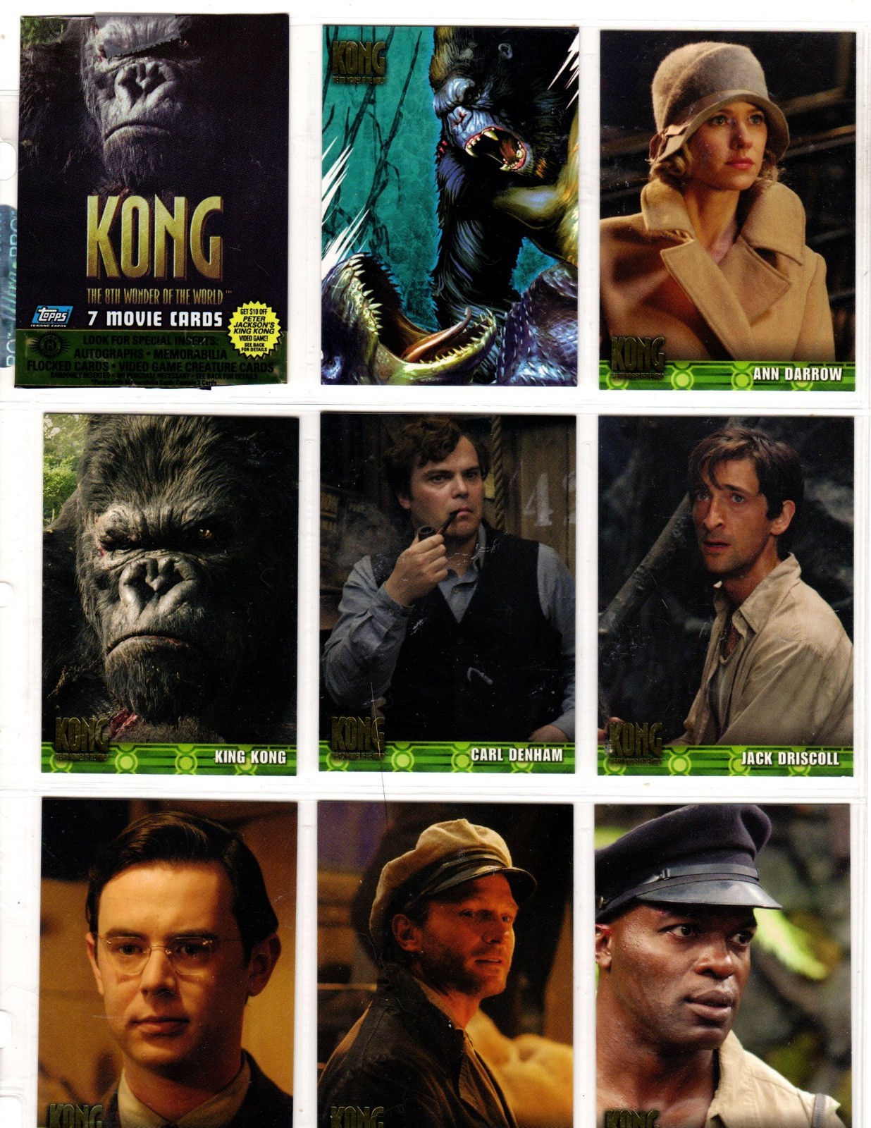 Kong 8th Wonder of the World Movie 2005 King Kong Topps Card Set 80 Cards