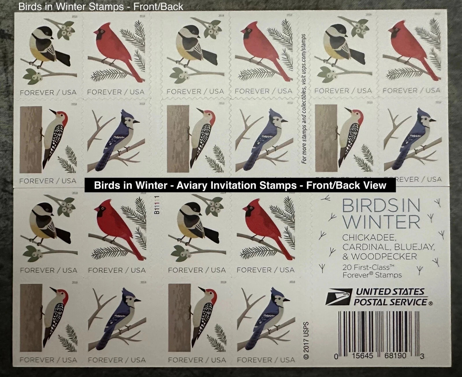 2018 Birds in Winter (Sc#5320b), 5 Booklets x20, Total 100 Pcs 2018 Birds in Winter (Sc#5320b), 5 Booklets x20, Total 100 Pcs