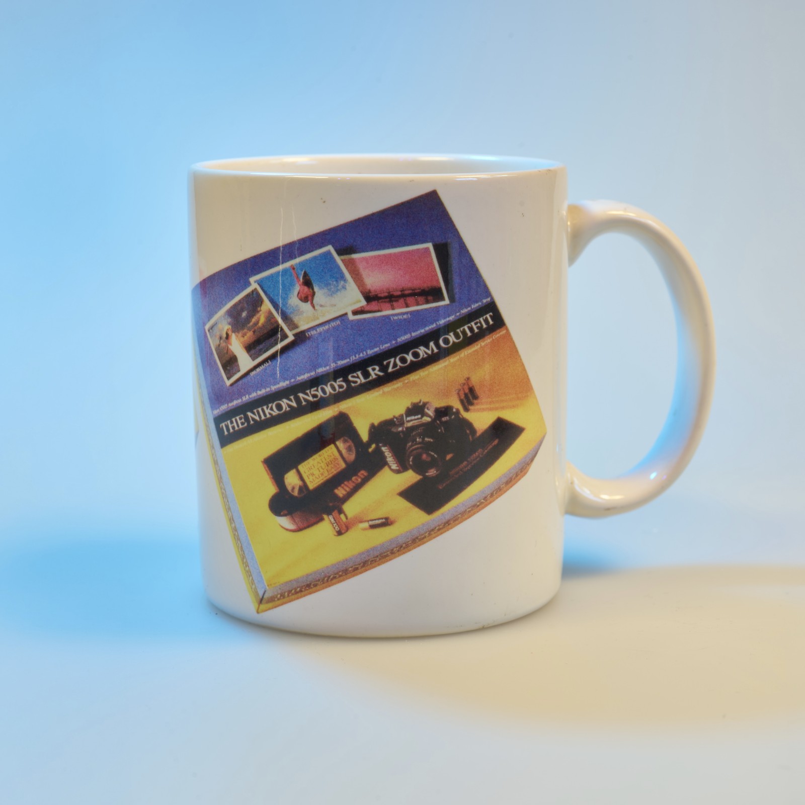 Vintage Nikon N5005 SLR Zoom Outfit Coffee Mug Camera Advertising Promo