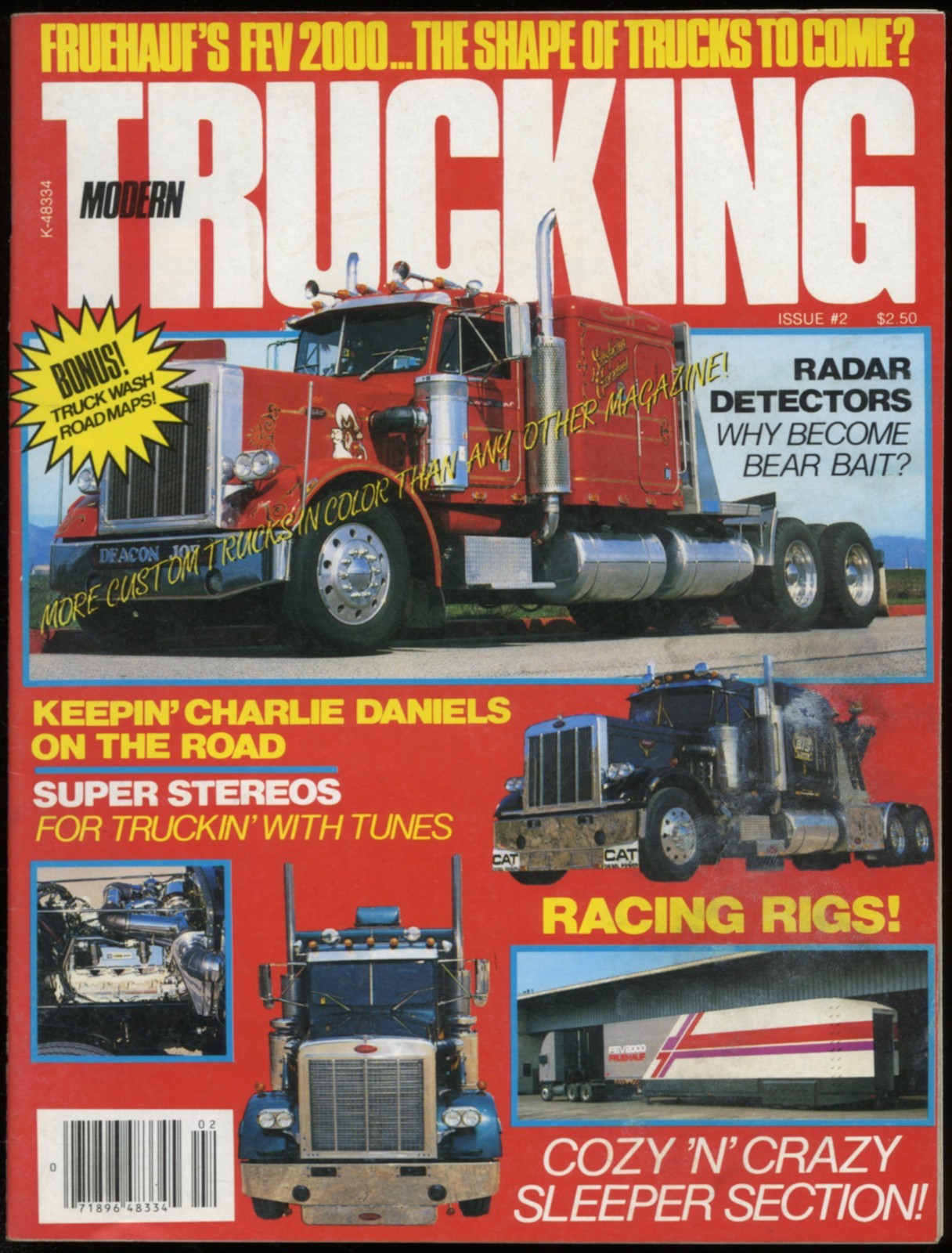 1983 MODERN TRUCKING MAGAZINE #2, WHITE, CHARLIE DANIELS, RACING RIGS, HAULERS