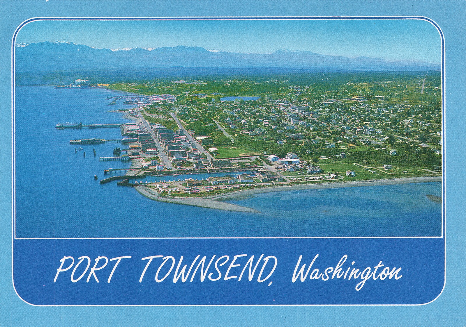 Chrome Postcard Port Townsend Washington Point Hudson Aerial Harbor View