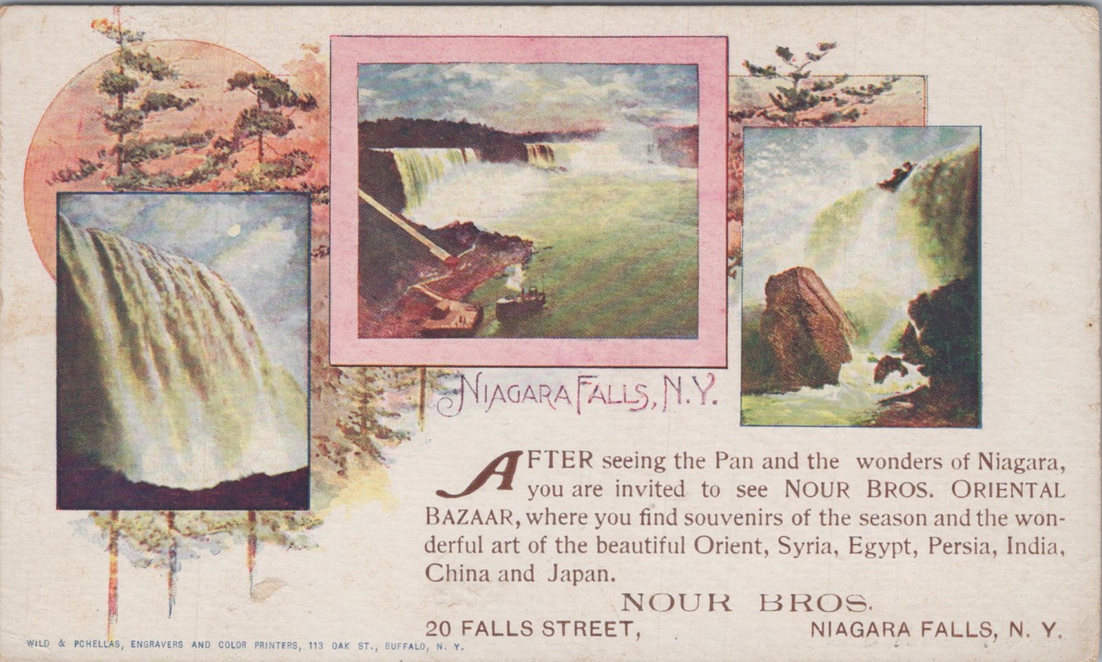 Nour Bros Oriental Bazaar Ad Pan Am Expo Niagara Falls New York NY PMC Postcard