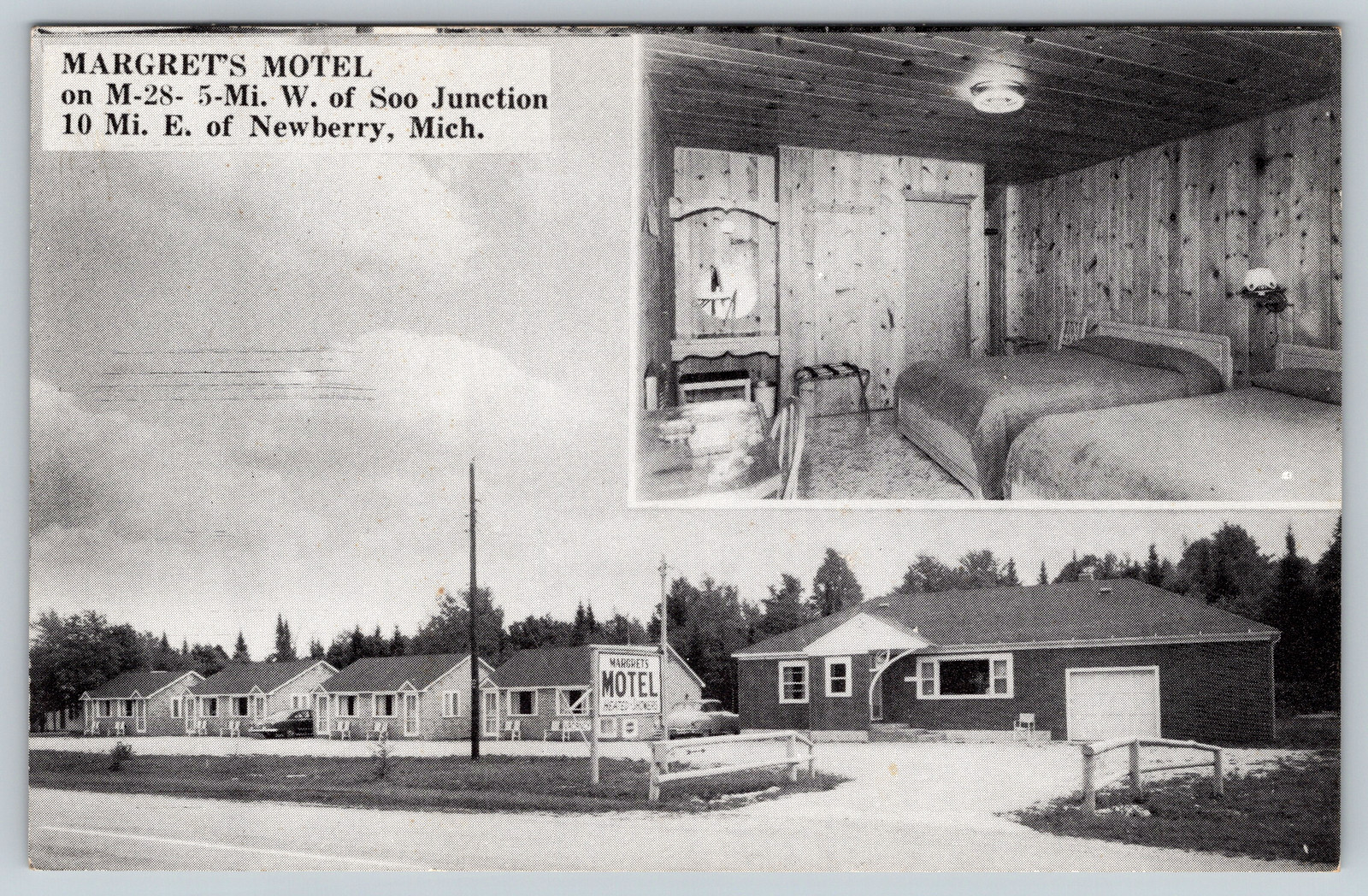 c1960s Margaret\'s Motel Newberry Michigan Vintage Postcard
