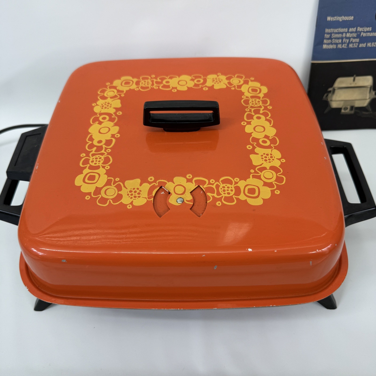 Vintage MCM Westinghouse Simm-R-Matic Non-Stick Fry Pan Electric Skillet Orange Vintage MCM Westinghouse Simm-R-Matic Non-Stick Fry Pan Electric Skillet Orange