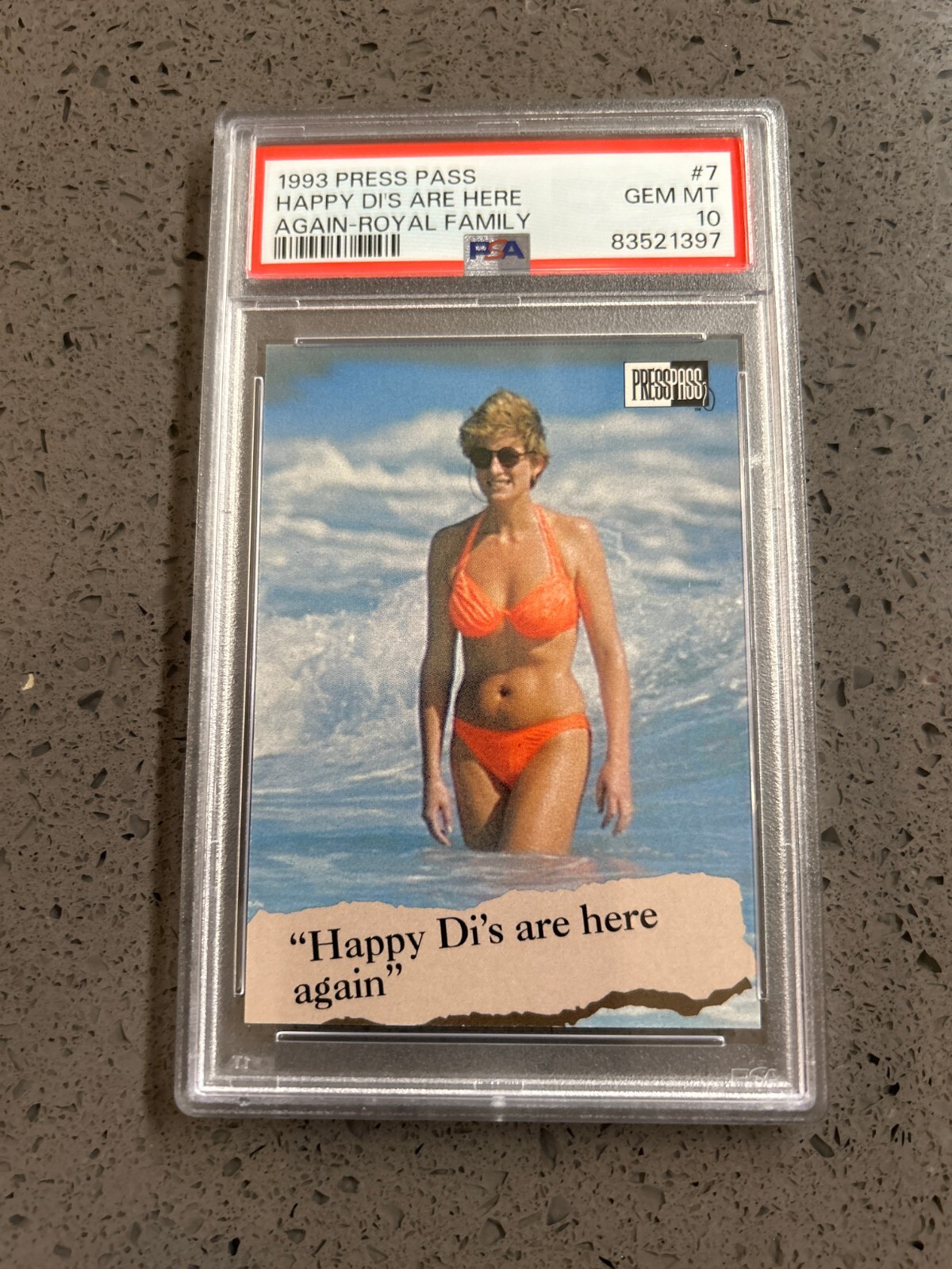 Princess Diana Happy Di\'s Royal Family 1993 Press Pass #7 PSA GEM MINT \