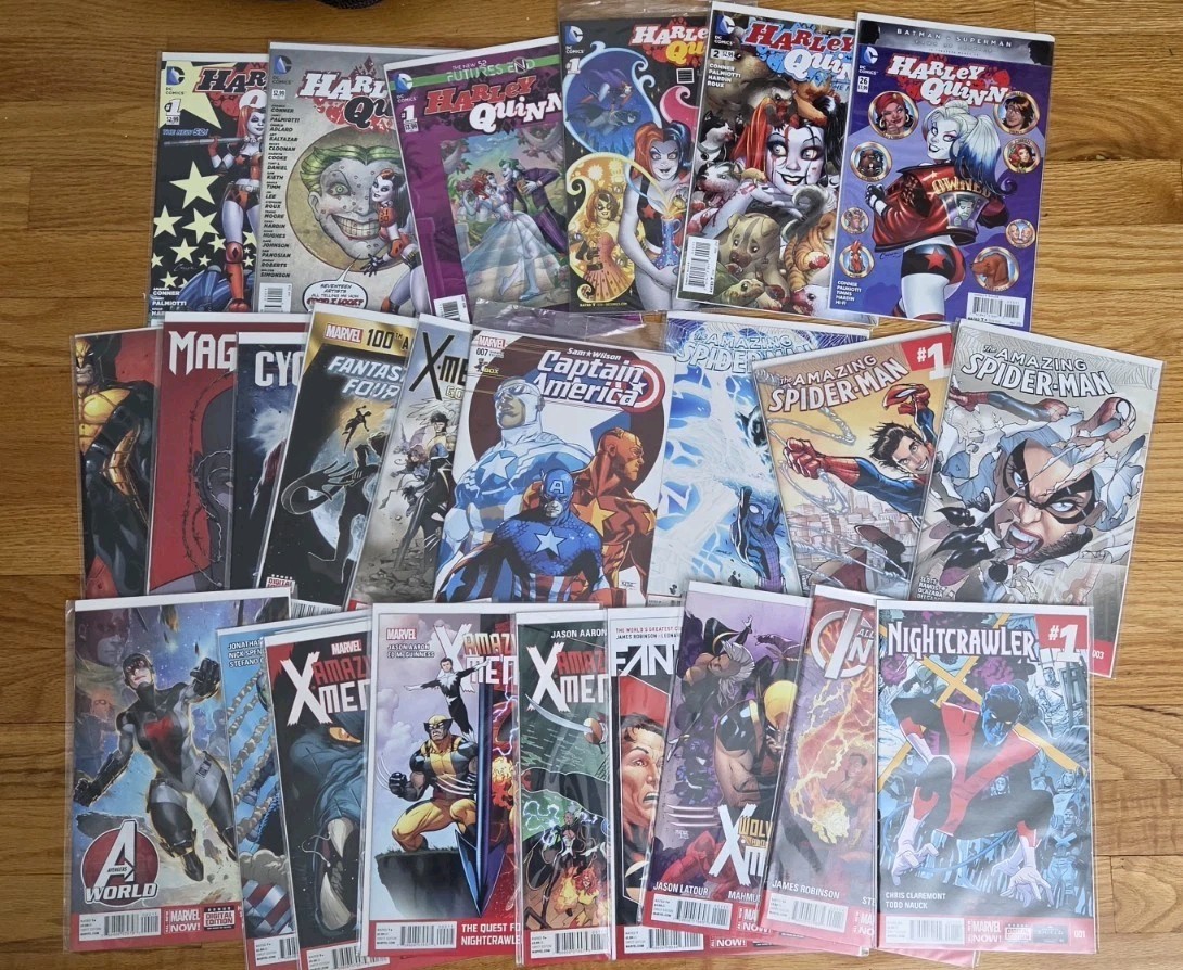 Mixed Lot Comic Books - DC and Marvel #1\'s, Harley Quinn Amazing Spiderman X-Men Mixed Lot Comic Books - DC and Marvel #1\'s, Harley Quinn Amazing Spiderman X-Men