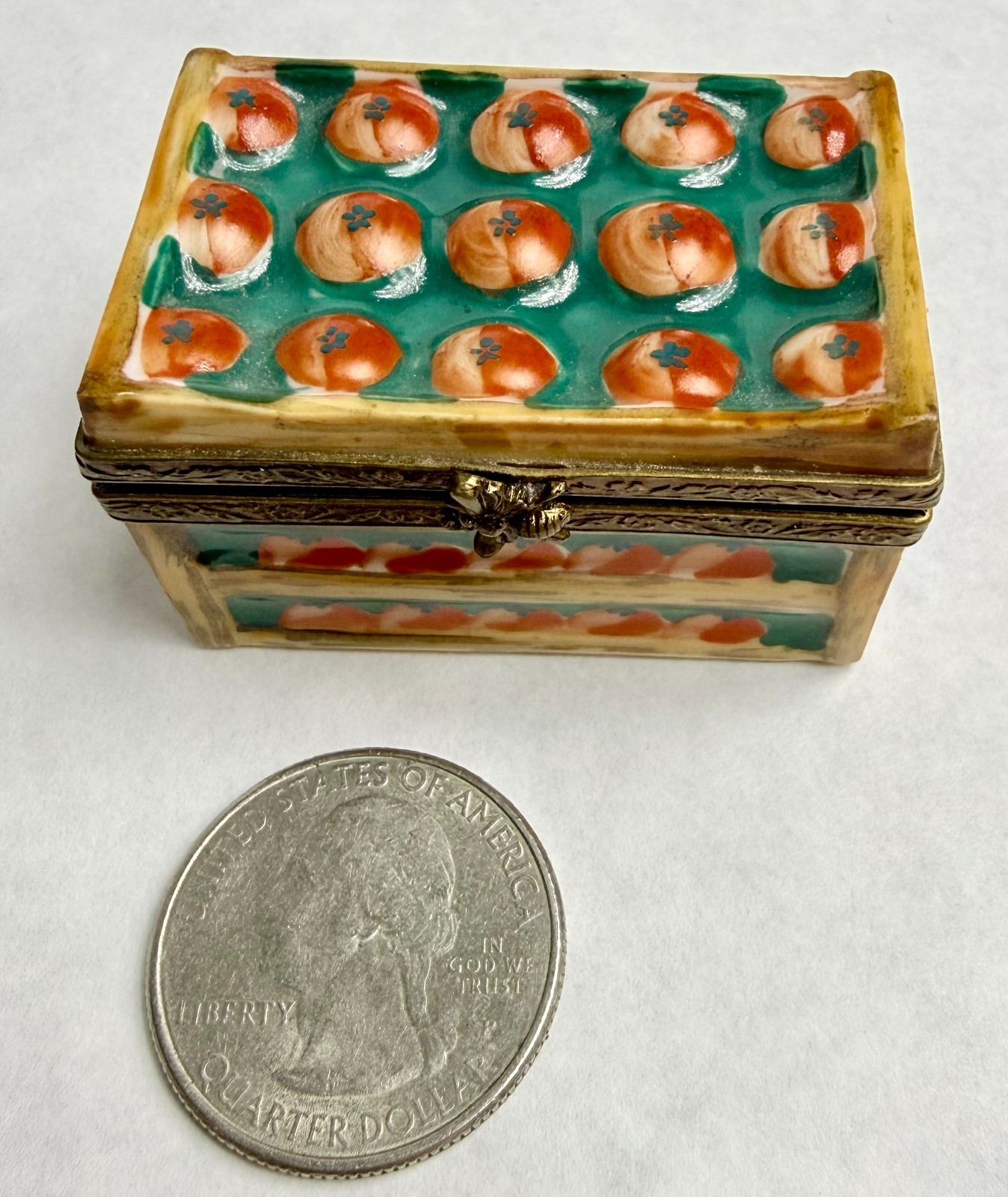 Authentic Hand Painted Limoges Florida Oranges Box Authentic Hand Painted Limoges Florida Oranges Box
