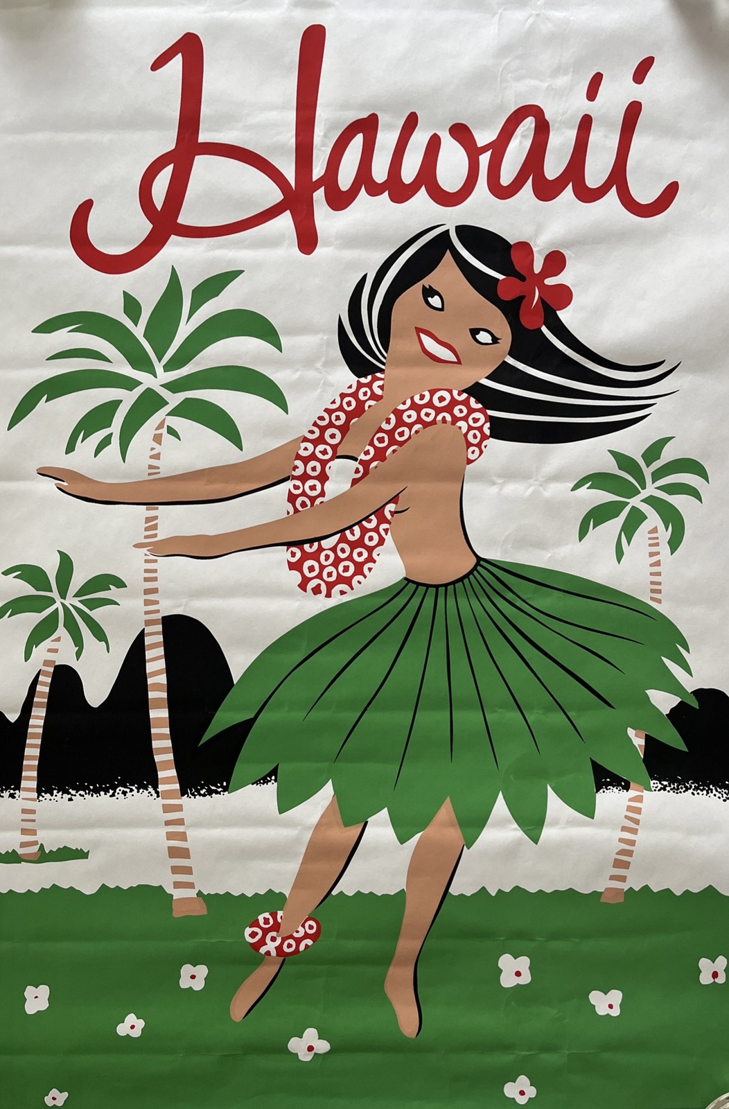 Vintage 1981 HAWAII Travel Poster 22x32 Paradise Prod. HULA GIRL Hand Screened Vintage 1981 HAWAII Travel Poster 22x32 Paradise Prod. HULA GIRL Hand Screened