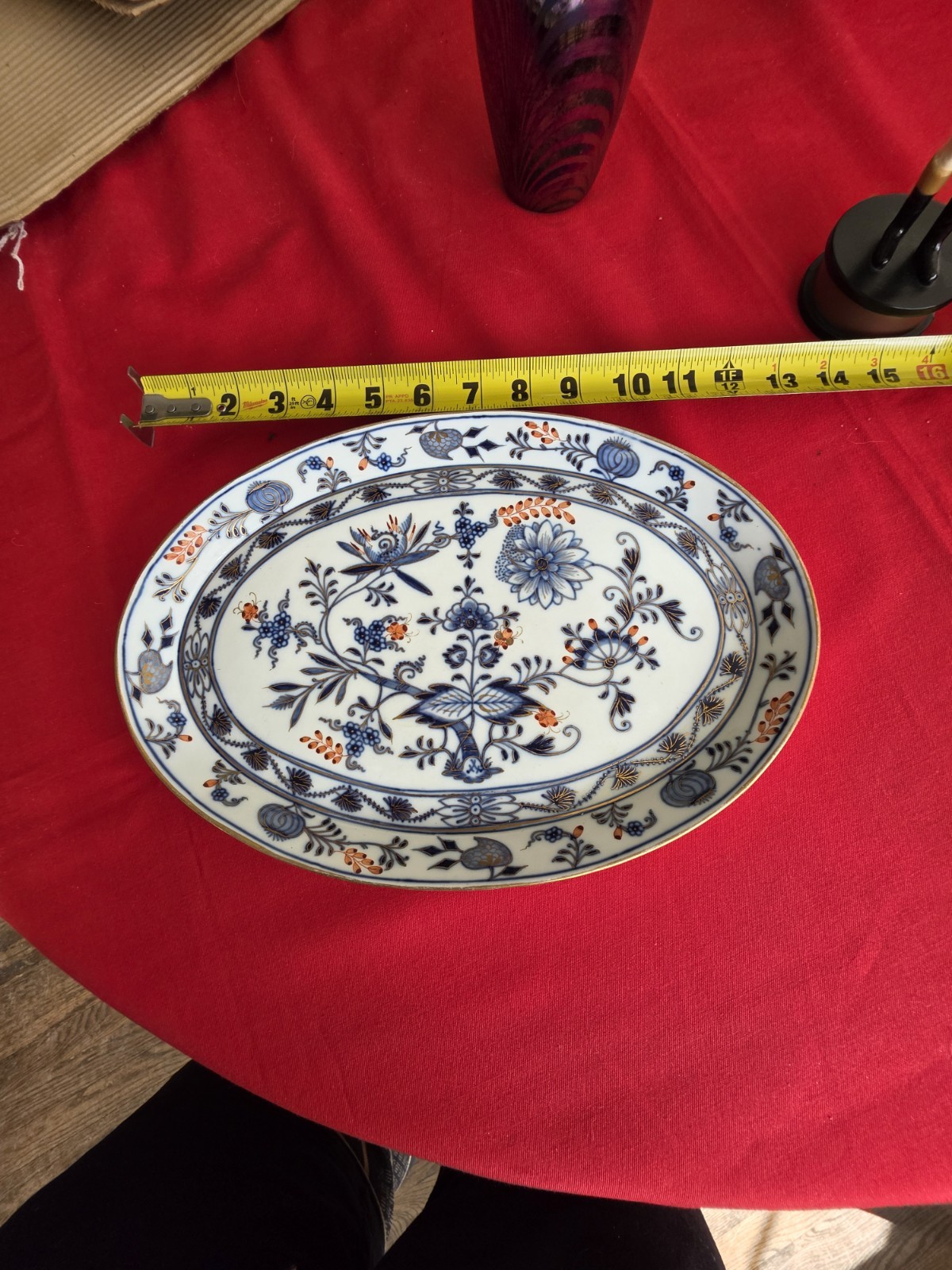Vintage Meissen Rich Blue Onion Porcelain Tray Or Plate 