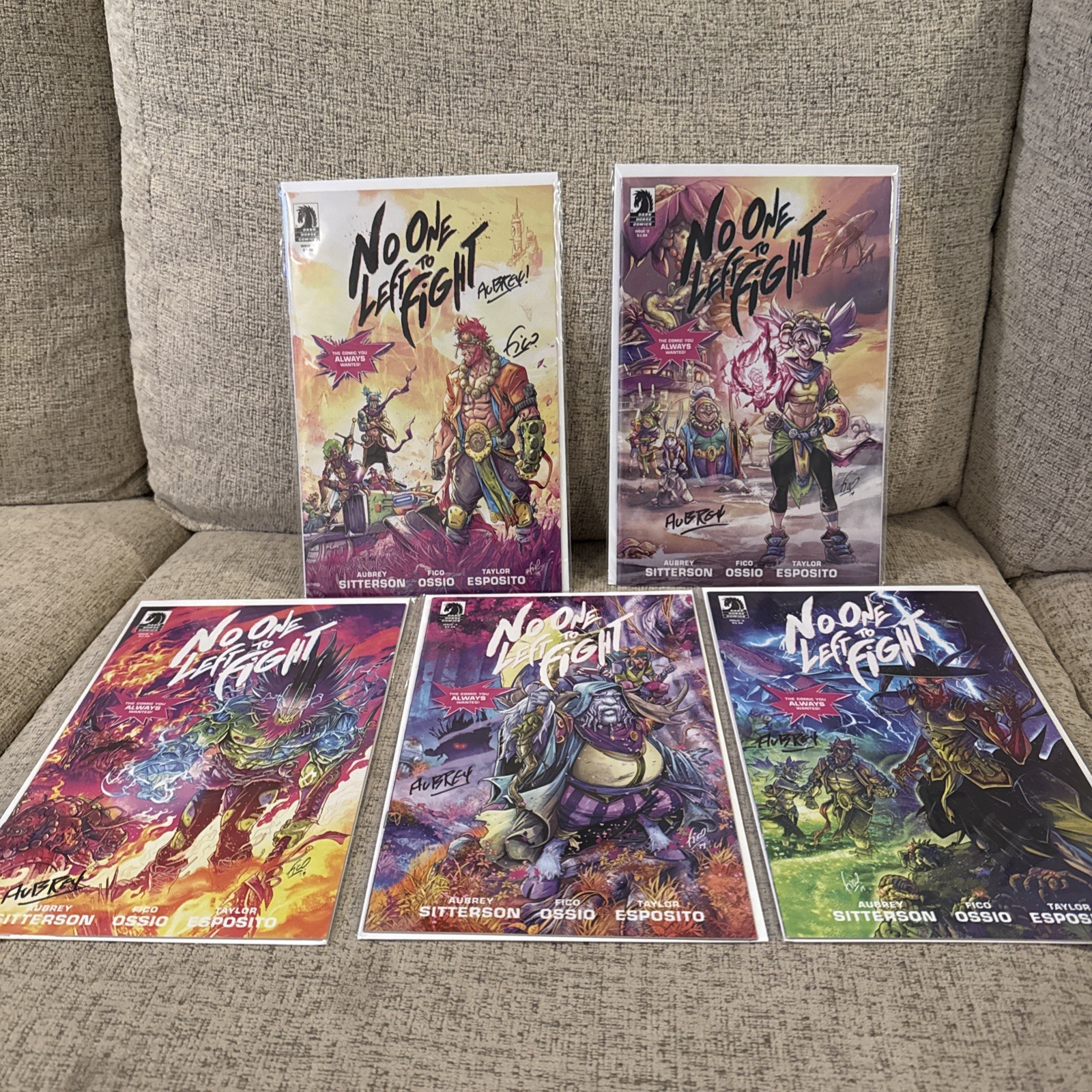 No One Left to Fight #1–5 Set Dark Horse w/Aubrey (1-5) & Fico (1) Autographs No One Left to Fight #1–5 Set Dark Horse w/Aubrey (1-5) & Fico (1) Autographs