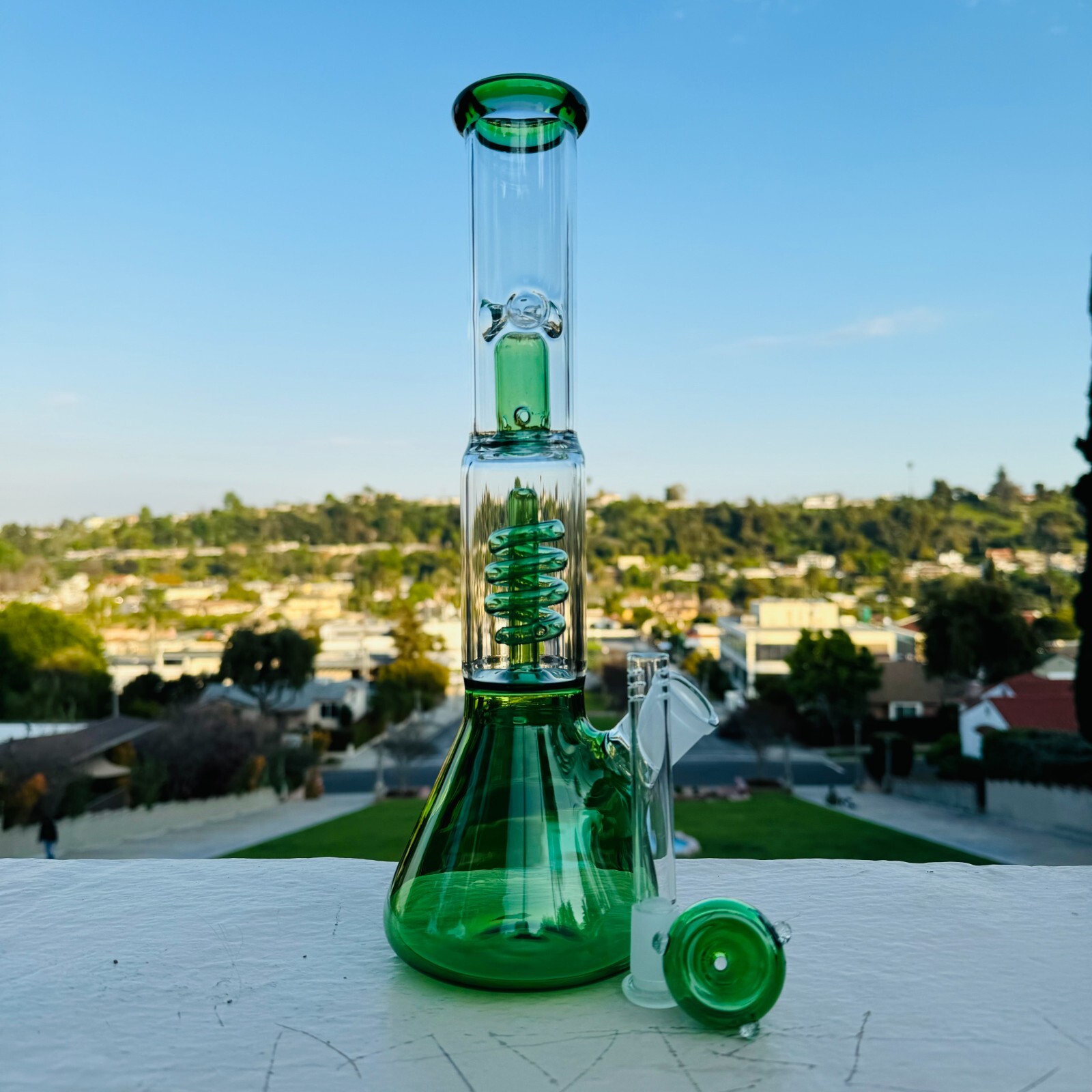 13inch Glass Heavy Bong Hookah Water Pipe Heavy Beaker 14mm Bowl GREEN 13inch Glass Heavy Bong Hookah Water Pipe Heavy Beaker 14mm Bowl GREEN
