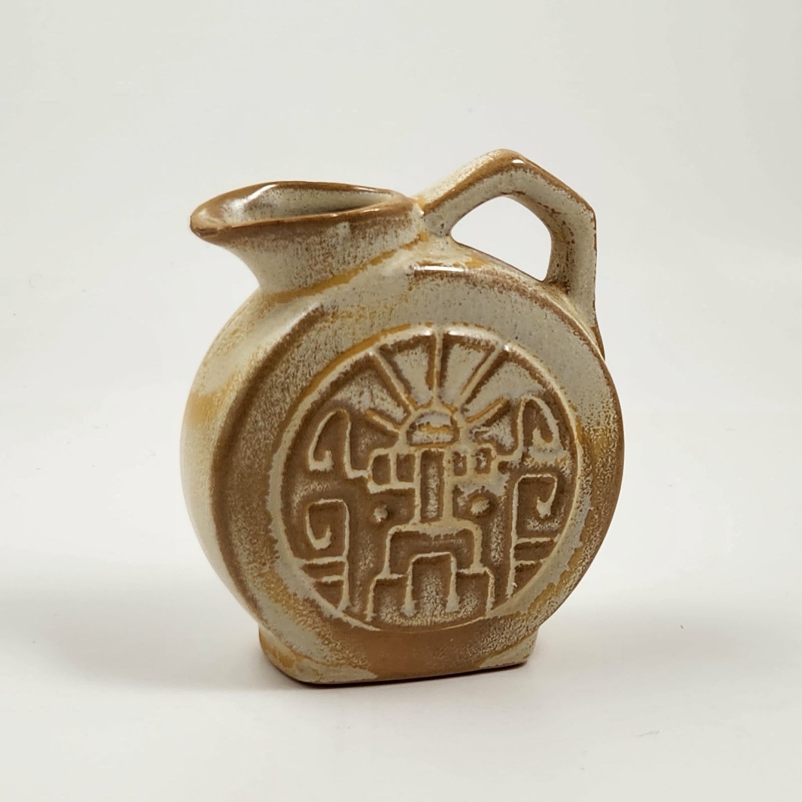 Vintage MCM Frankoma Mini Pitcher Creamer Aztec 551 Brown 1950