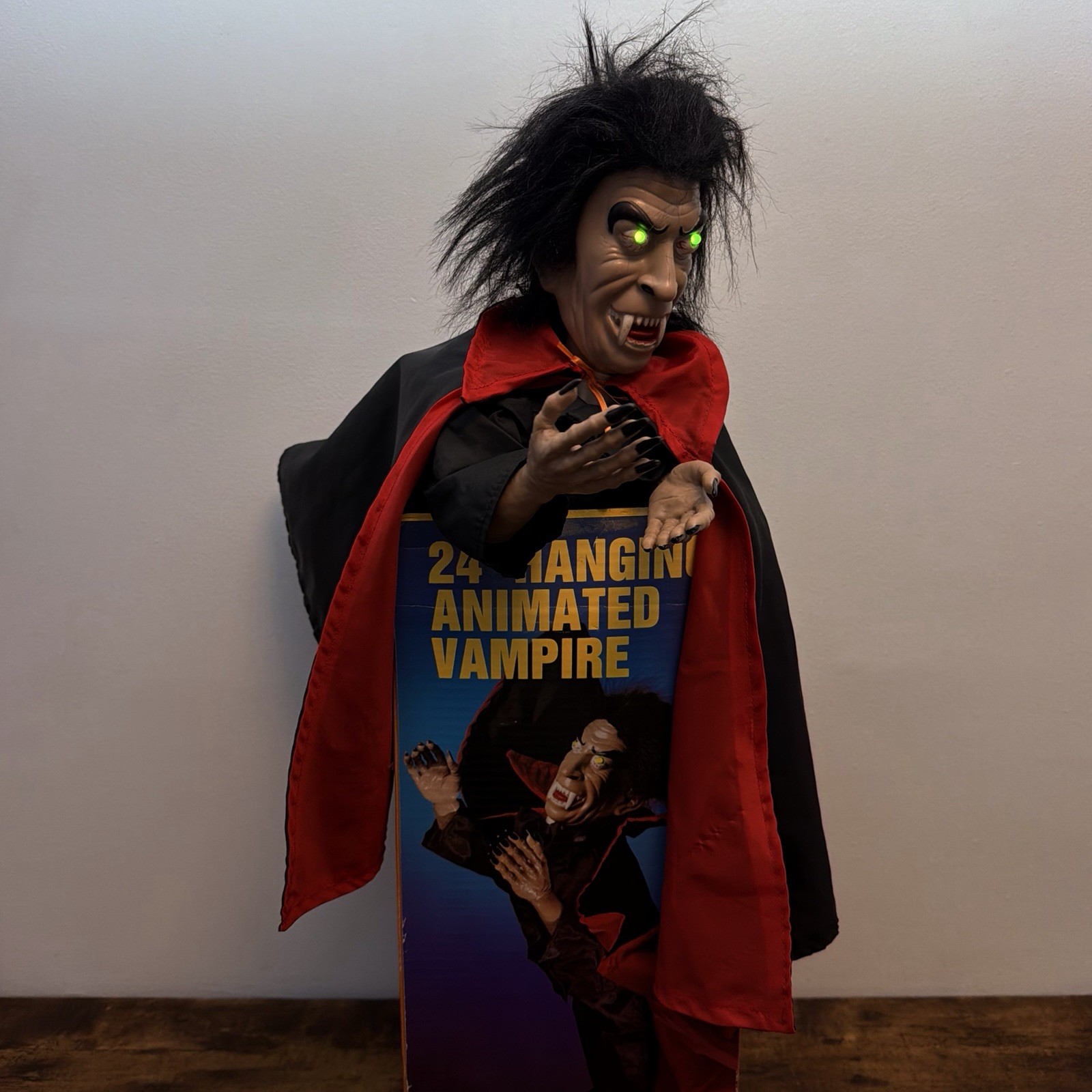 Vintage 1991 Gemmy 24” Hanging Animated Vampire Works Lighted Eyes Vintage 1991 Gemmy 24” Hanging Animated Vampire Works Lighted Eyes